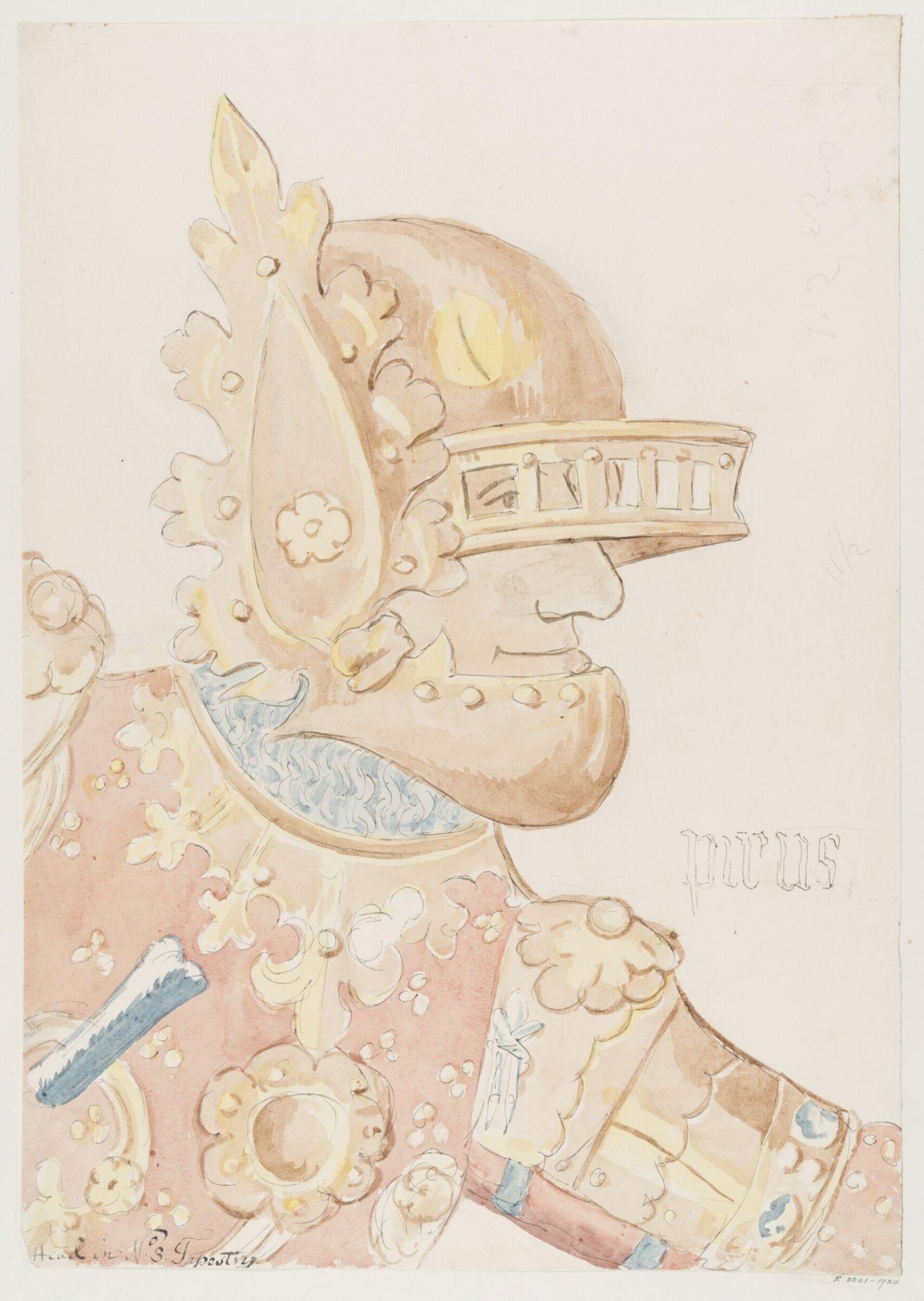 Head in No. 3 Tapestry, John Carter, ca. 1790-1810