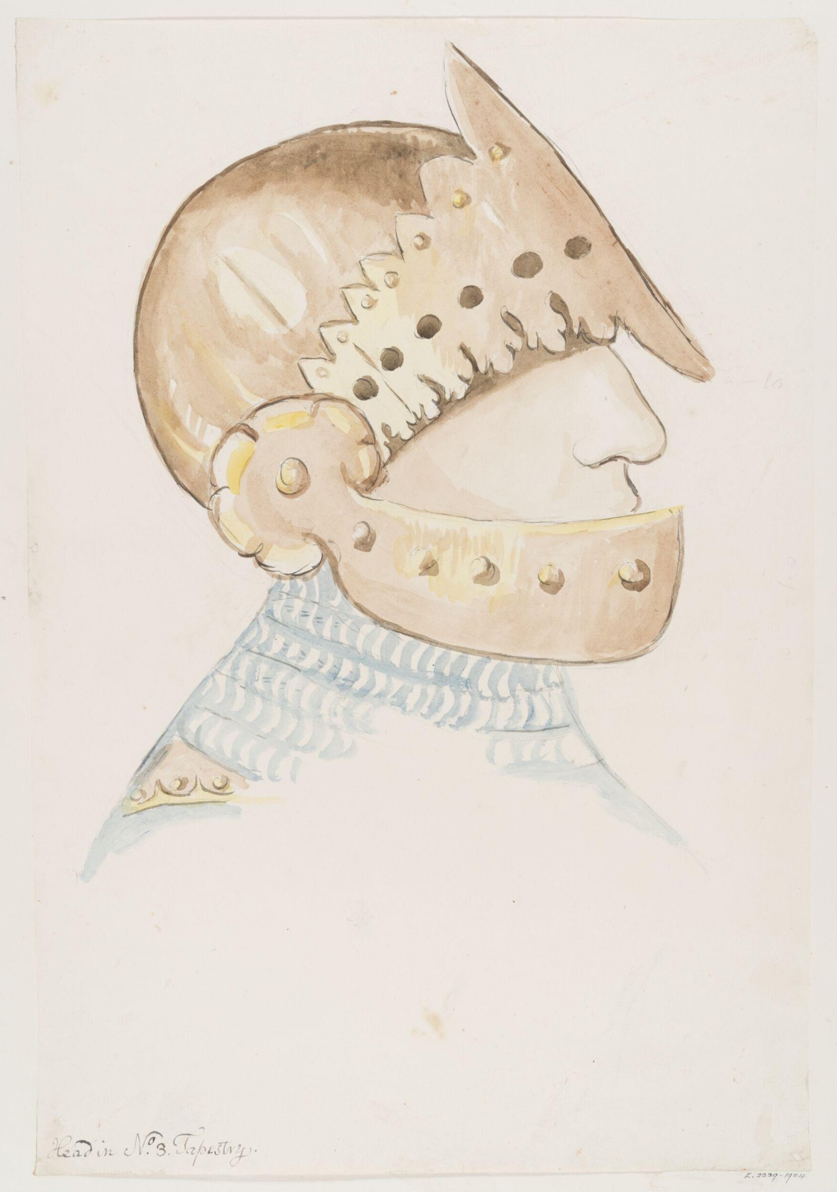 Head in No. 3 Tapestry, John Carter, ca. 1790-1810