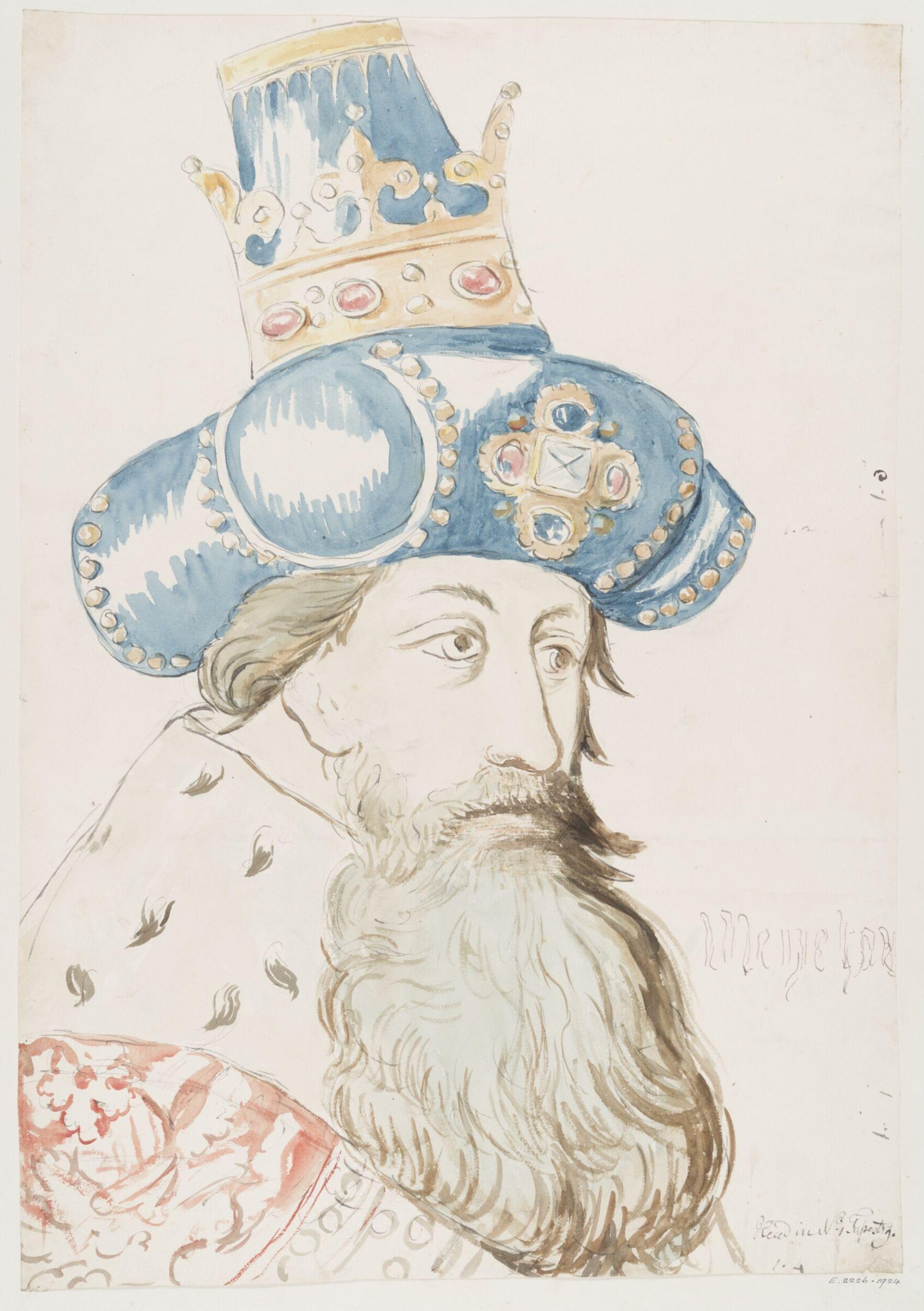 Head in No. 1 Tapestry, John Carter, ca. 1790-1810