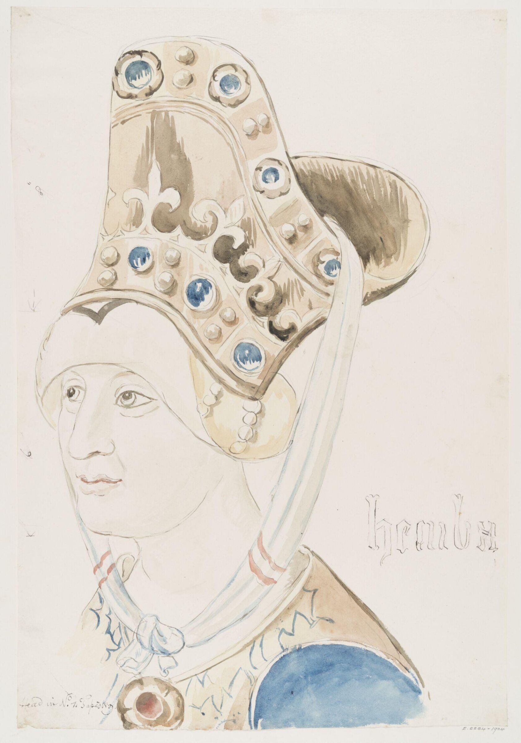 Head in No. 1 Tapestry, John Carter, ca. 1790-1810