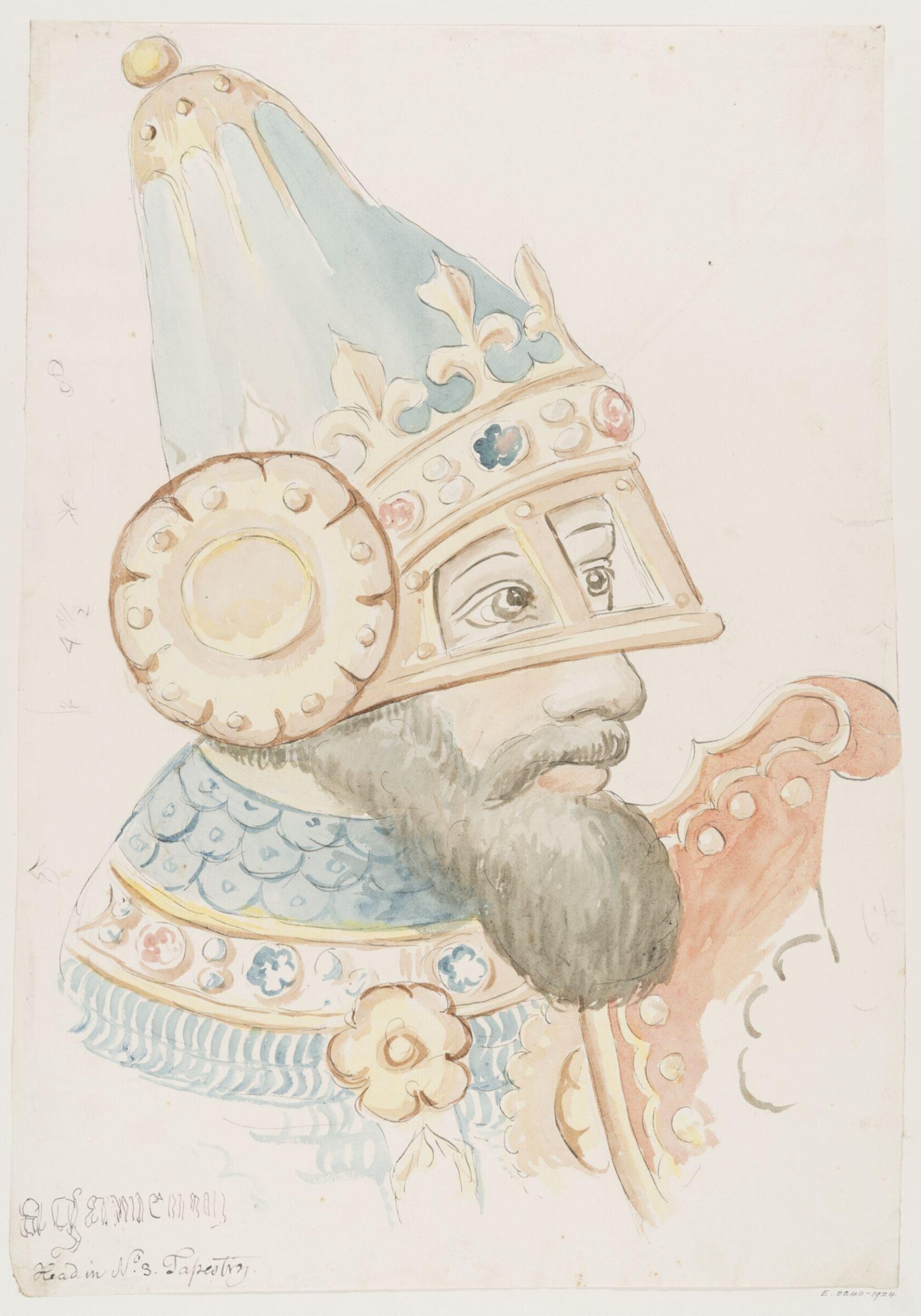 Head in No. 3 Tapestry, John Carter, ca. 1790-1810