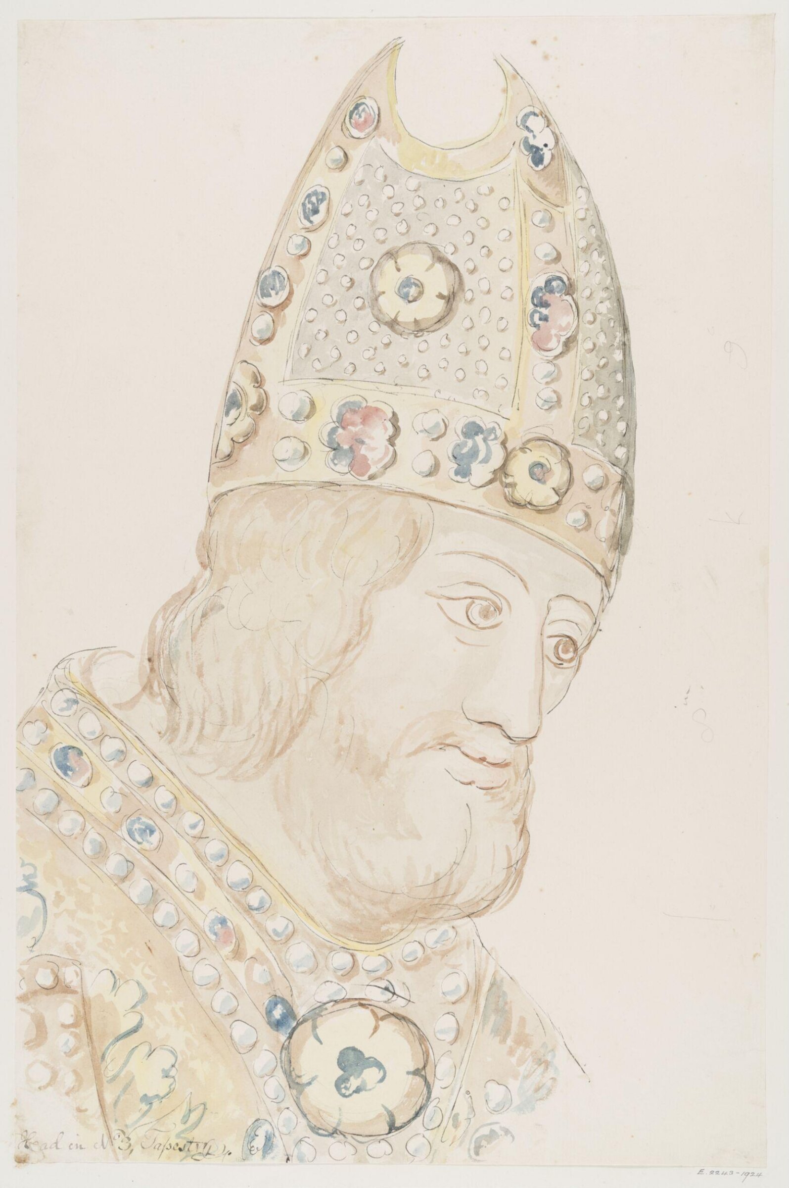 Head in No. 3 Tapestry, John Carter, ca. 1790-1810