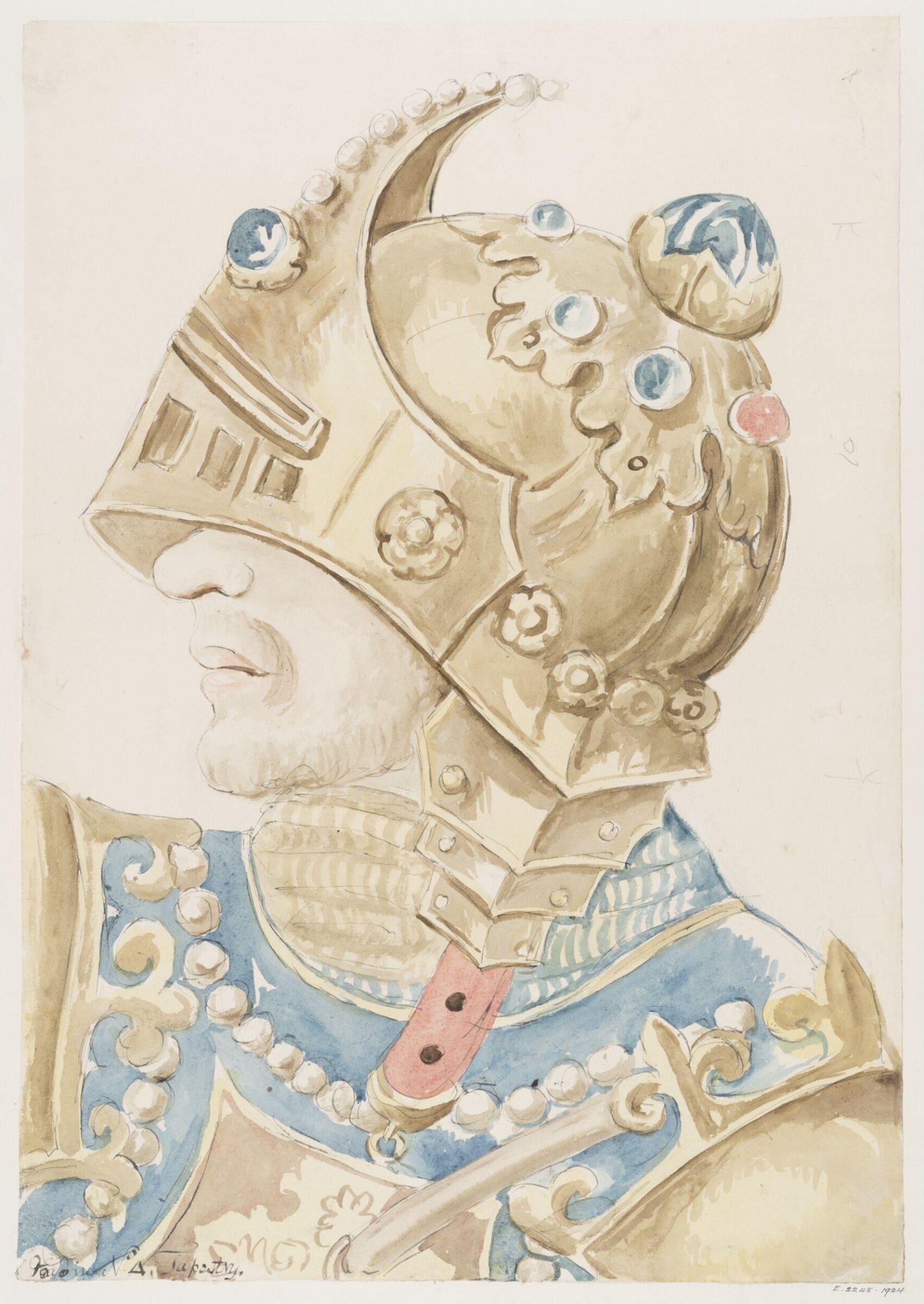 Head in No. 4 Tapestry, John Carter, ca. 1790-1810