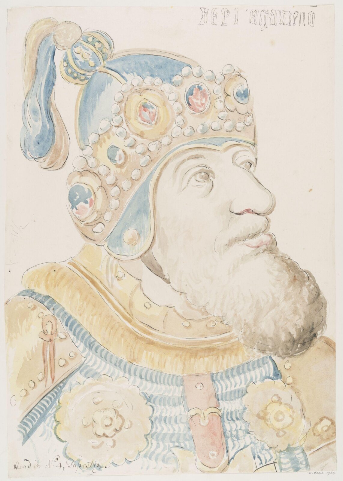 Head in No. 4 Tapestry, John Carter, ca. 1790-1810
