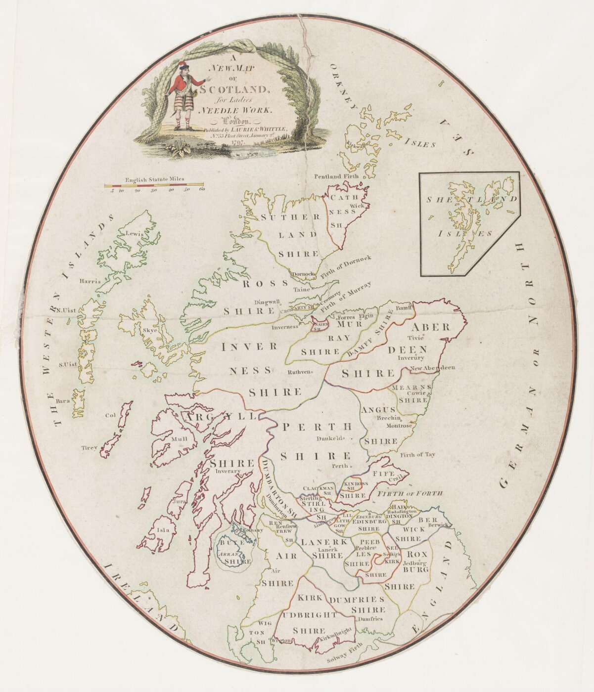 Unknown, A New Map of Scotland for Ladies Needle Work