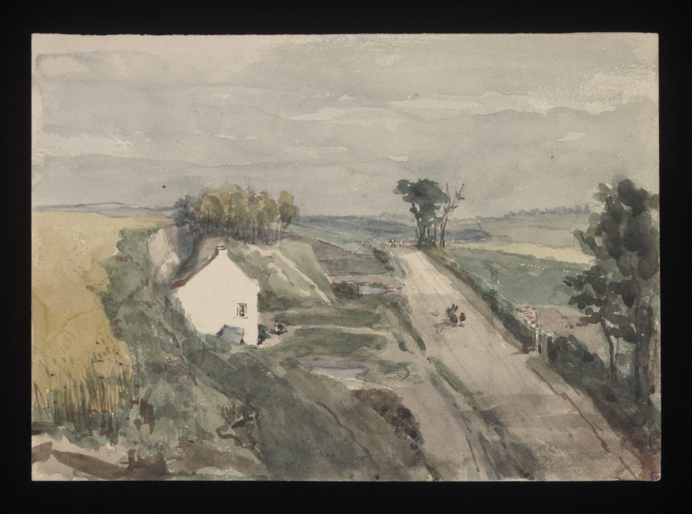 Watercolour drawing by the Grieve family, showing a country scene, near Minster, Kent, Grieve, early 19th century