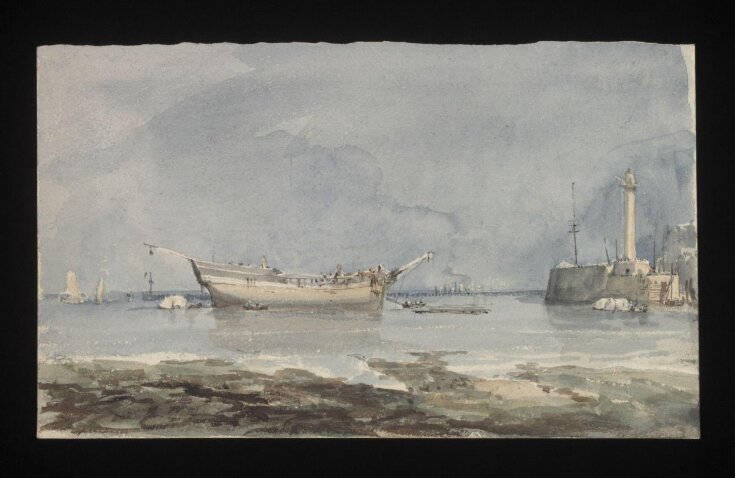 Watercolour drawing by the Grieve family, probably by Thomas Grieve, showing a view from the beach at Margate top image