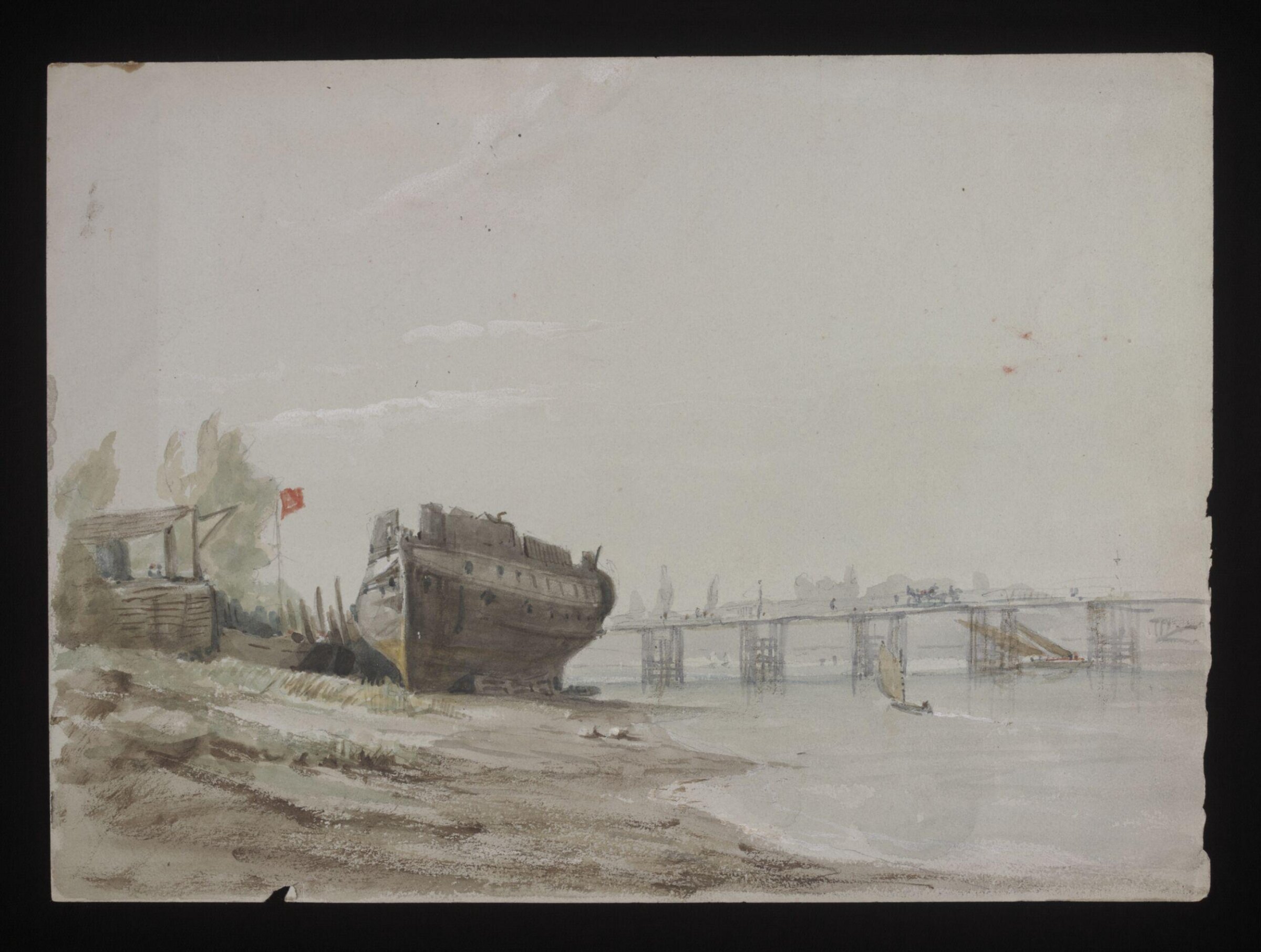 Watercolour drawing by the Grieve family, showing Battersea Bridge, Grieve, early 19th century