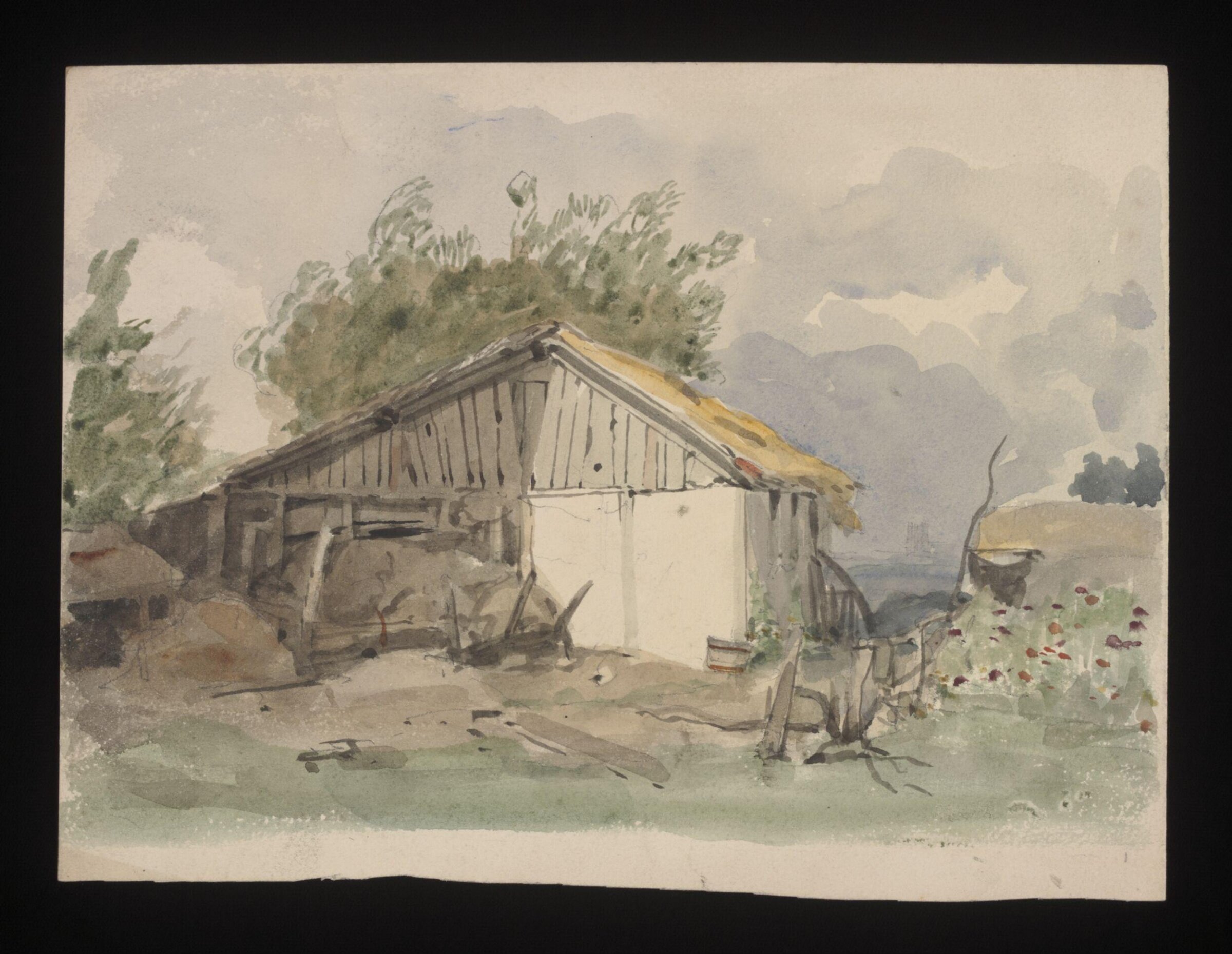 Watercolour drawing by the Grieve family, probably by Thomas Grieve, showing a hut at Margate, Thomas Grieve, early 19th century