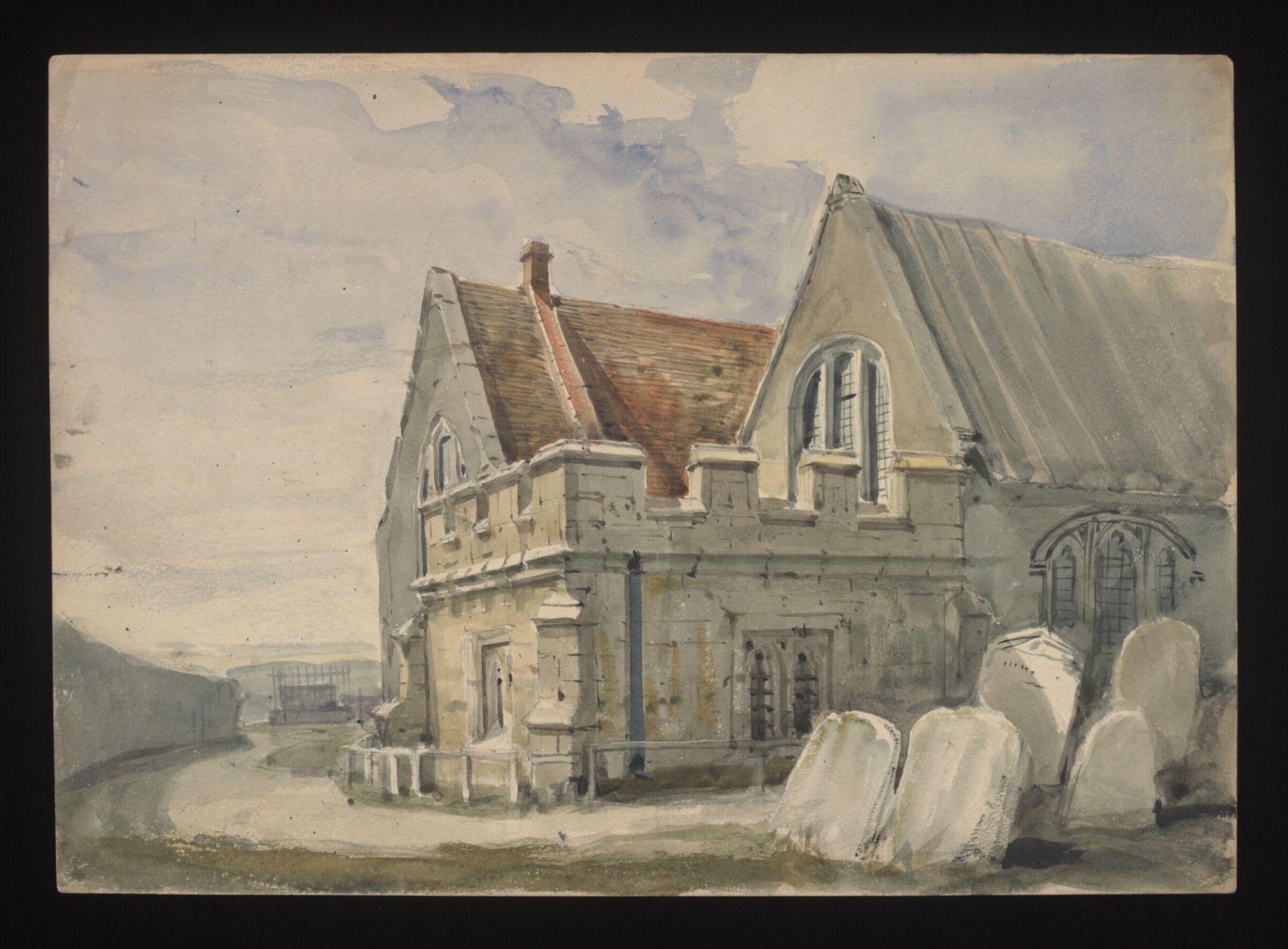 Watercolour drawing by the Grieve family, showing St Peter's Church in Kent, Grieve, early 19th century