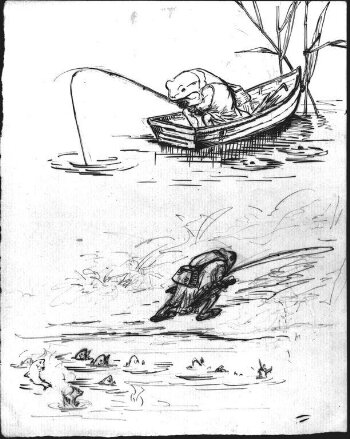 The frog jumps into his boat, Beatrix Potter