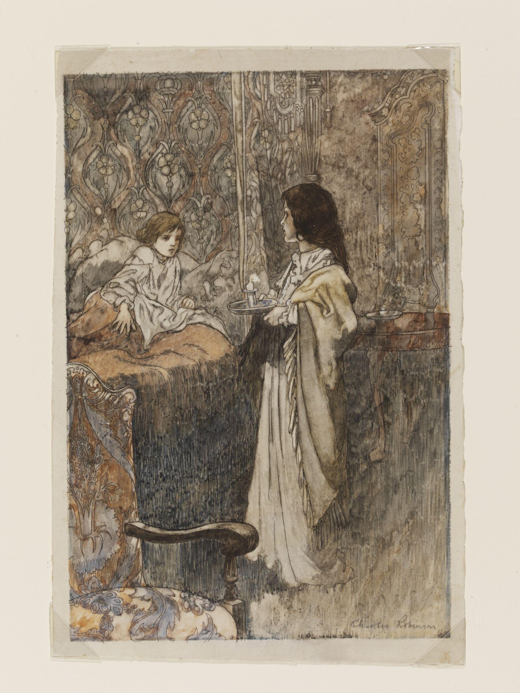 ‘Who are you?’ he said at last. ‘Are you a ghost?’, Charles Robinson, ca. 1911