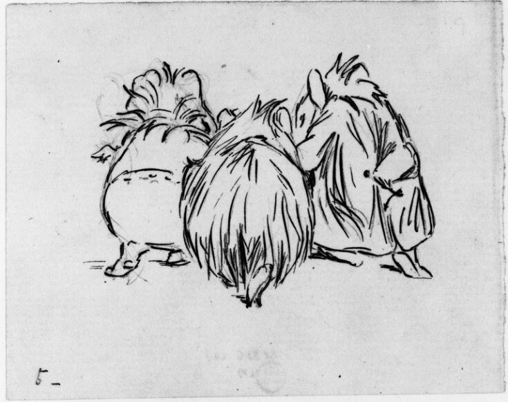 Study for the final scene in a picture story: the guinea pigs 'go off discussing the successful operation' top image