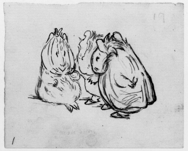 Study for a scene in a picture story: 'the perfidious friend assures the guinea pig it "won't hurt"' top image