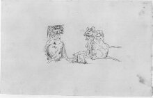 Three mice holding coats and speaking to a cat at the window thumbnail 1