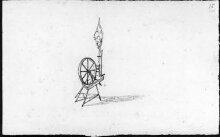 Spinning wheel and distaff thumbnail 1