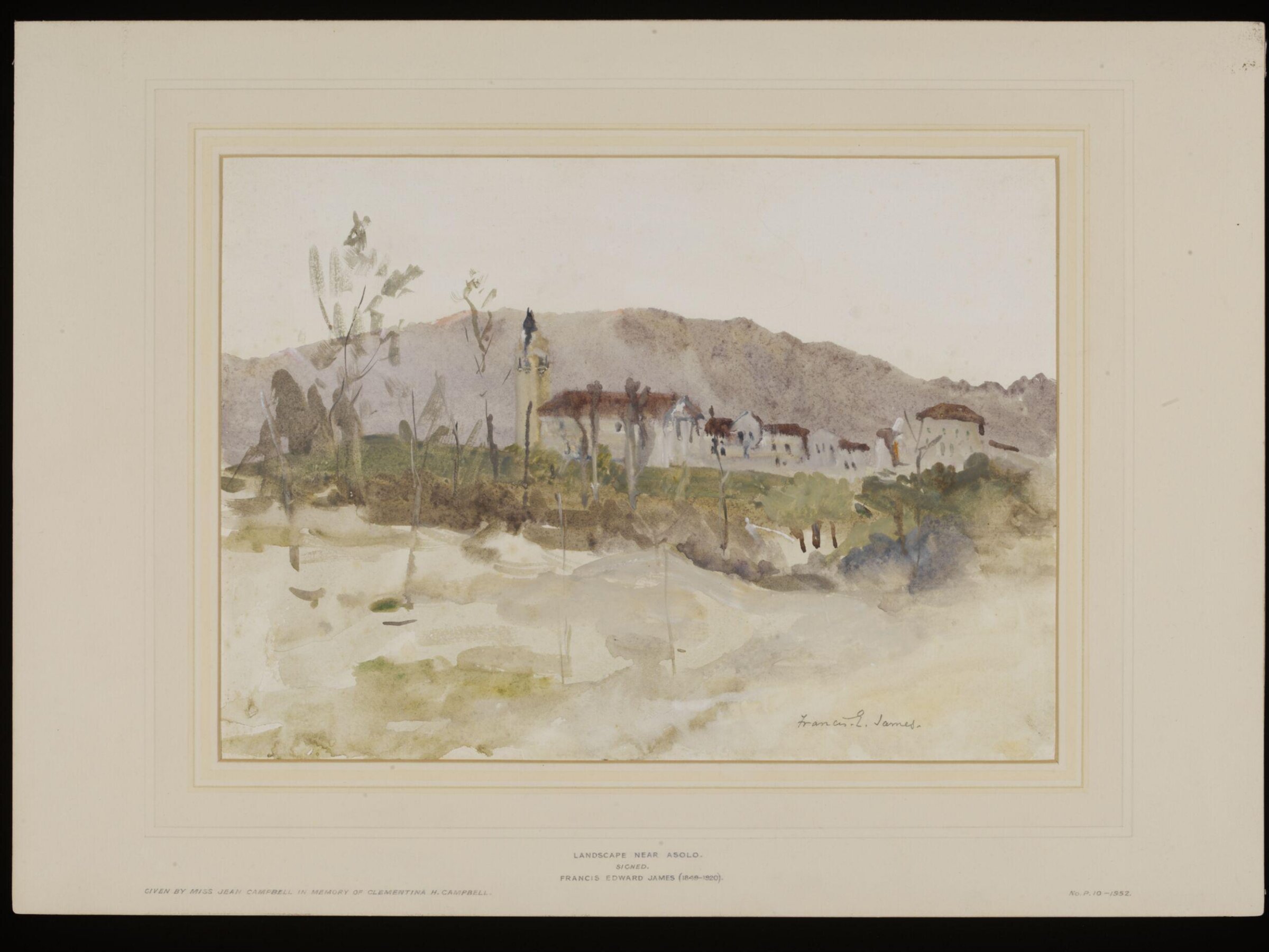Landscape near Asolo, Francis Edward James, late 19th century-early 20th century