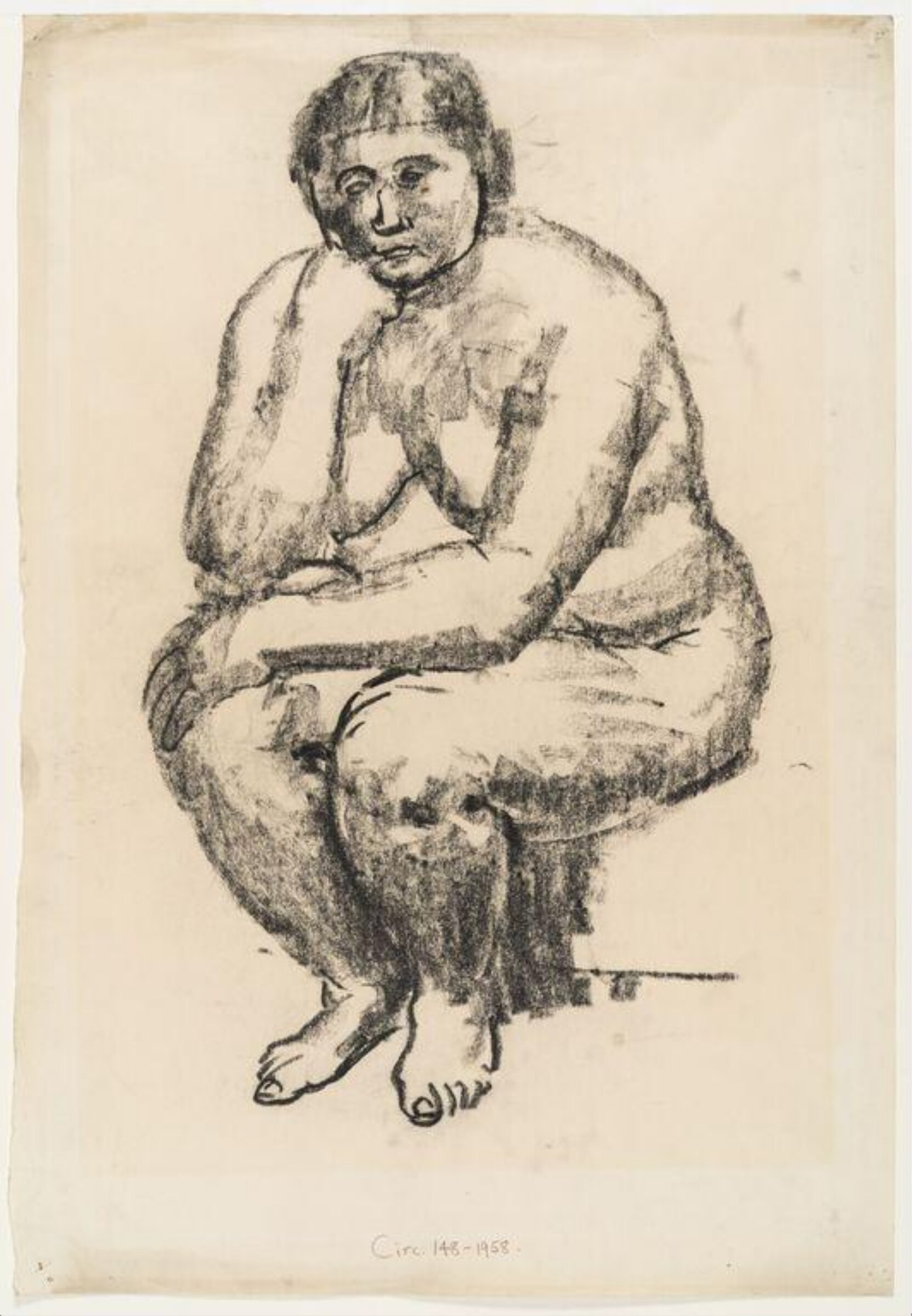 Study of a Seated Female Nude, Raymond James Coxon, ca. 1957