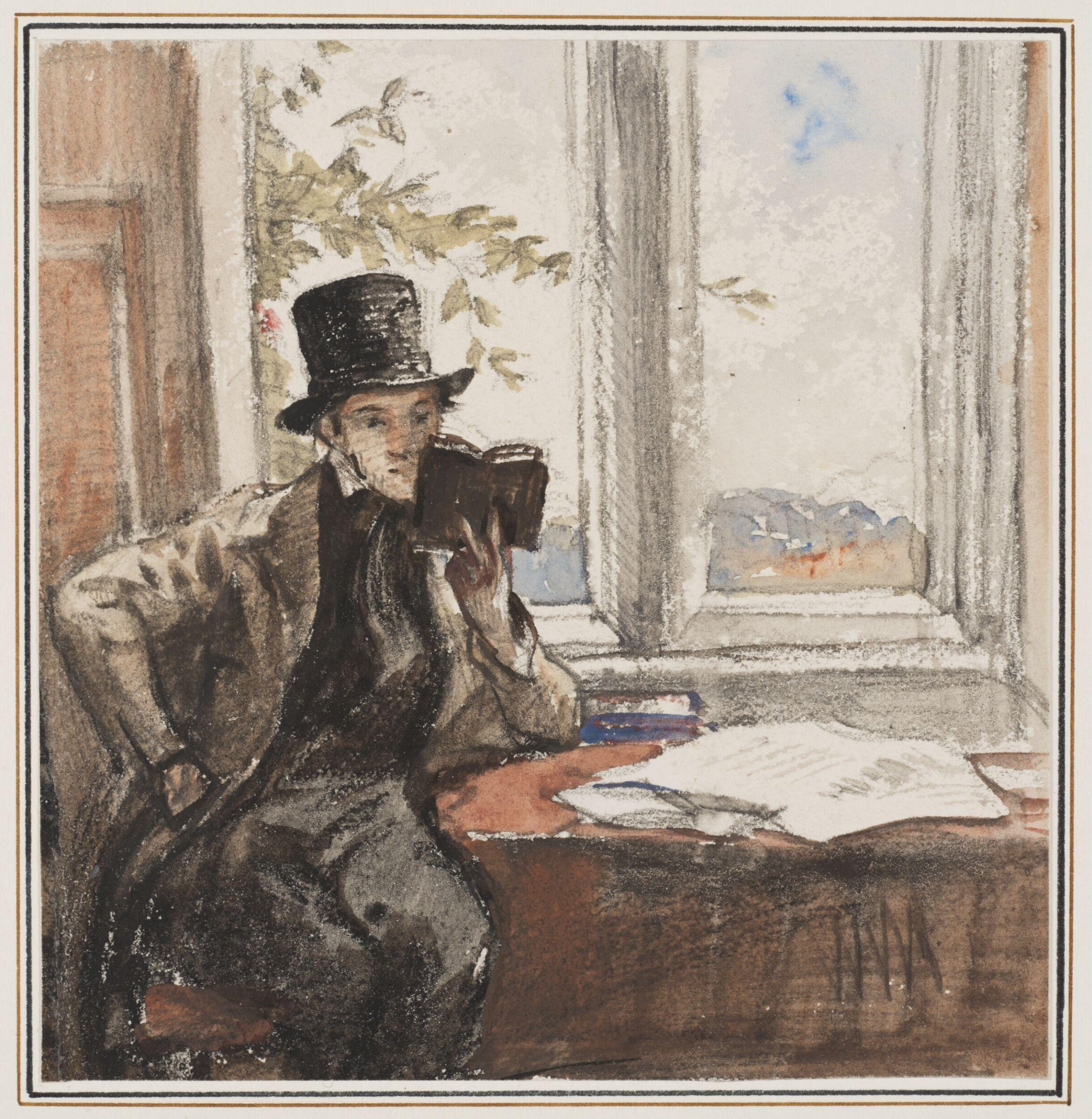 'Redgrave reading at Mortham Tower', Charles West Cope, 1838