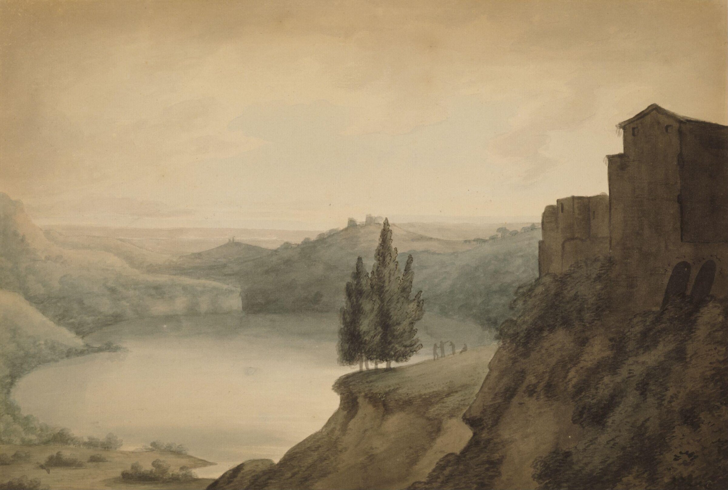 The Lake of Nemi, Cozens, ca. late 18th century