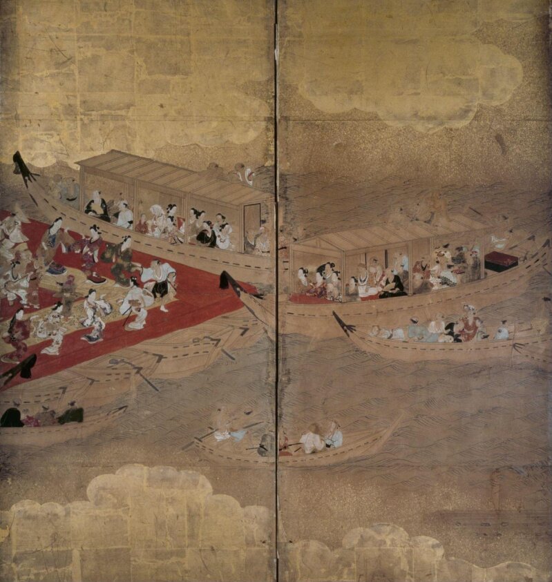 Party on a floating stage (1688–1716) by Tamura Suiō
