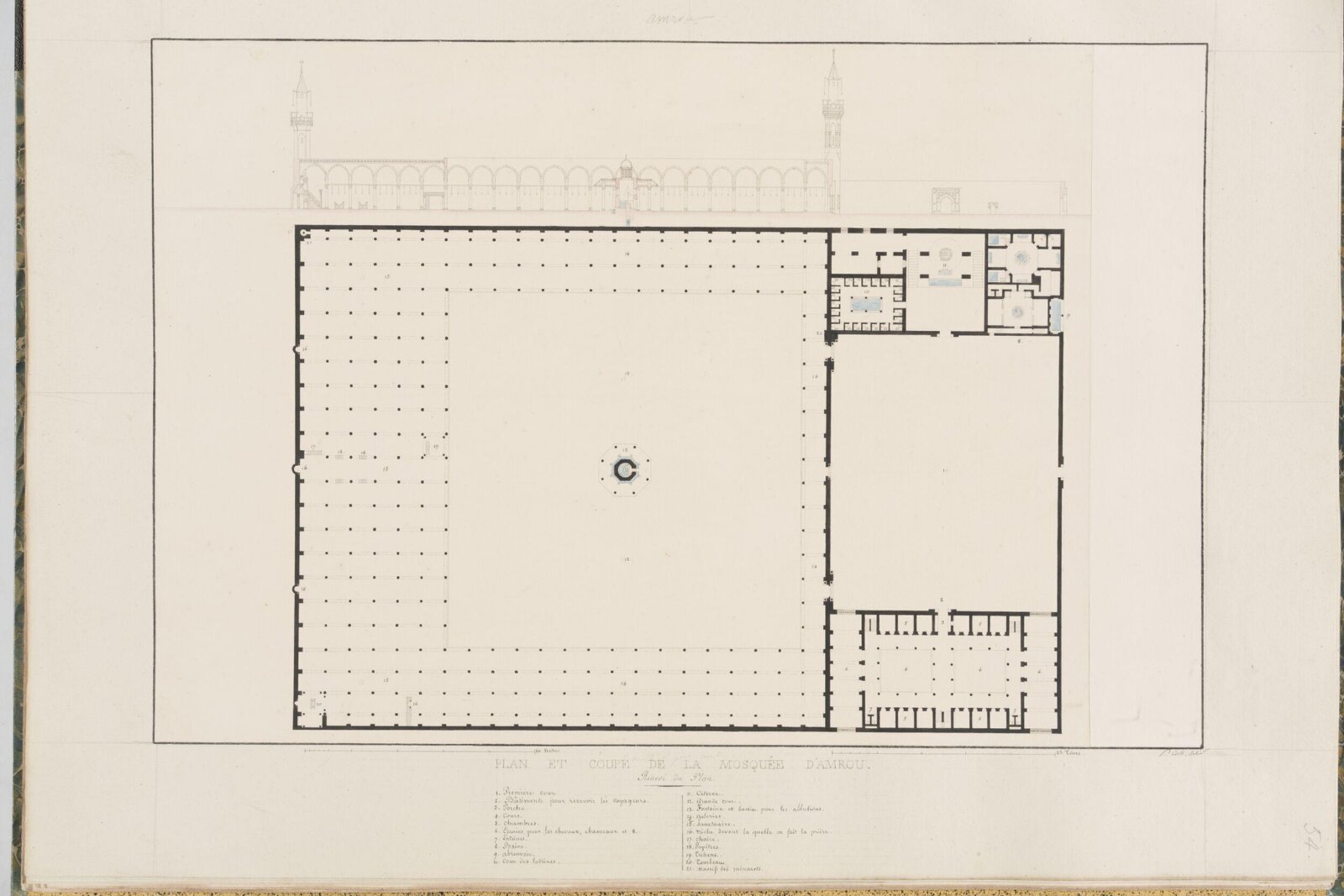 Plan Et Coupe De La Mosquée DAmrou, Pascal-Xavier Coste, 1818-1822