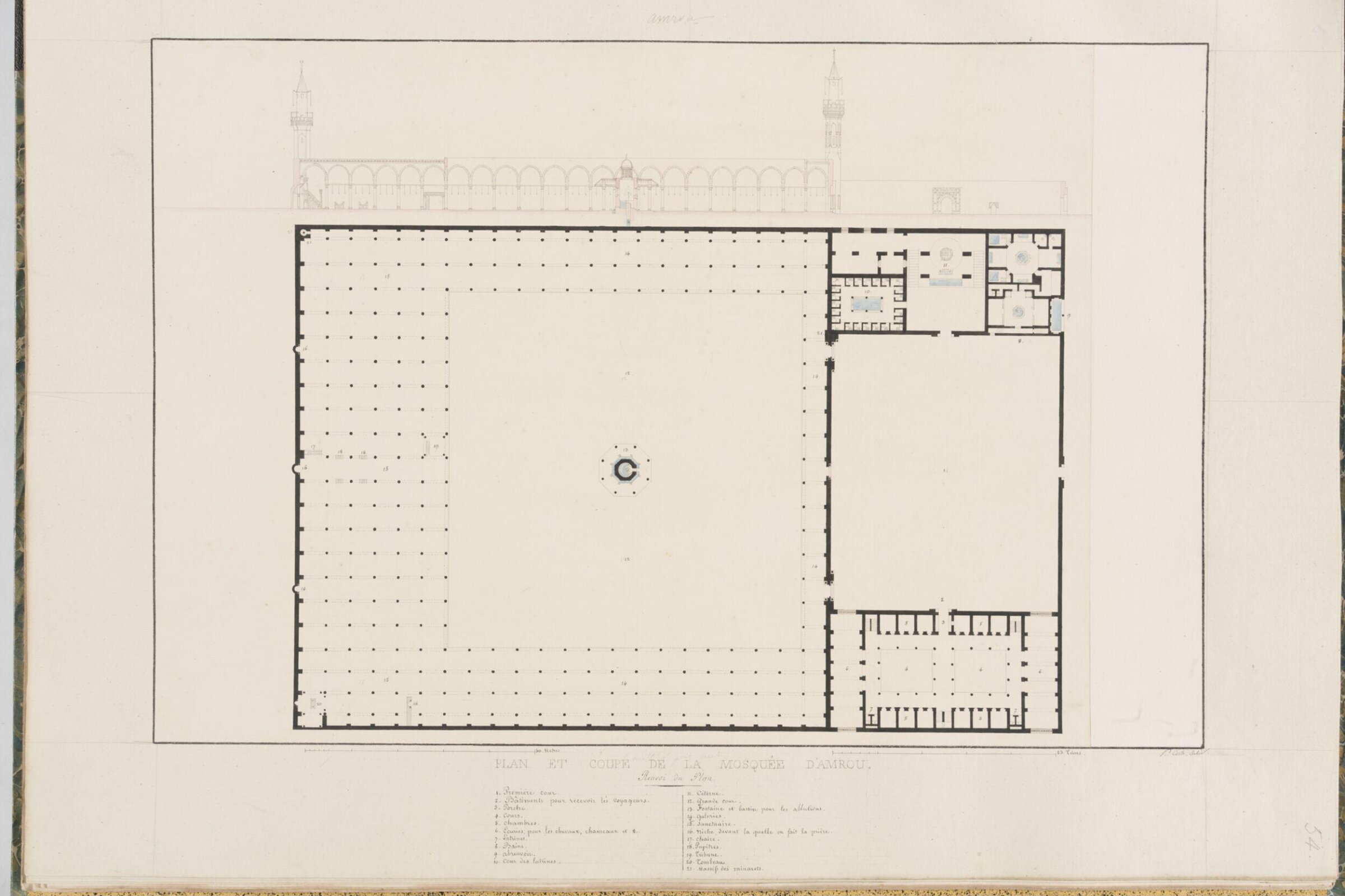 Plan Et Coupe De La Mosquée DAmrou, Pascal-Xavier Coste, 1818-1822