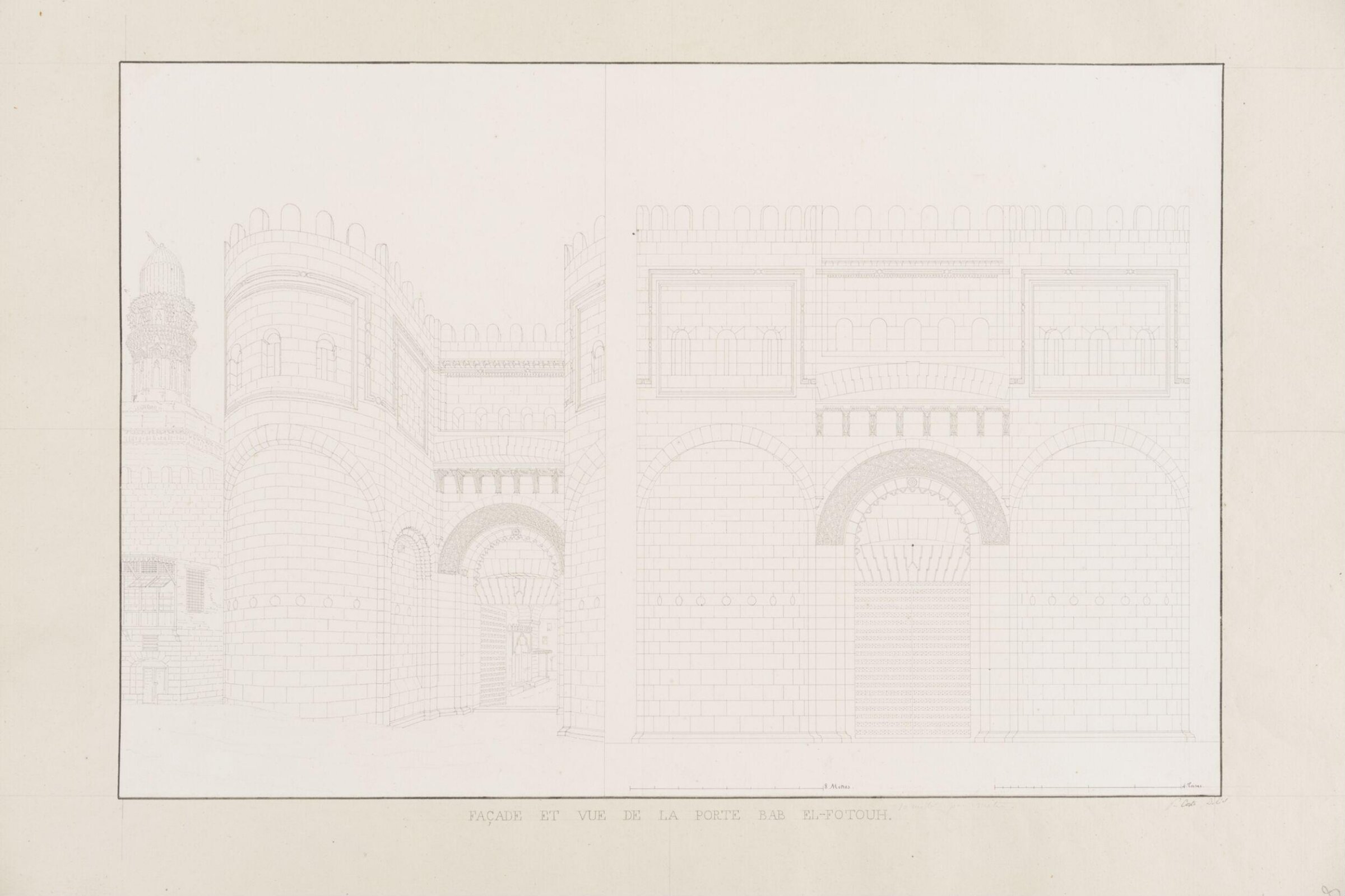 Façade Et Vue De La Porte Bab El-Fotouh, Pascal-Xavier Coste, 1818-1822