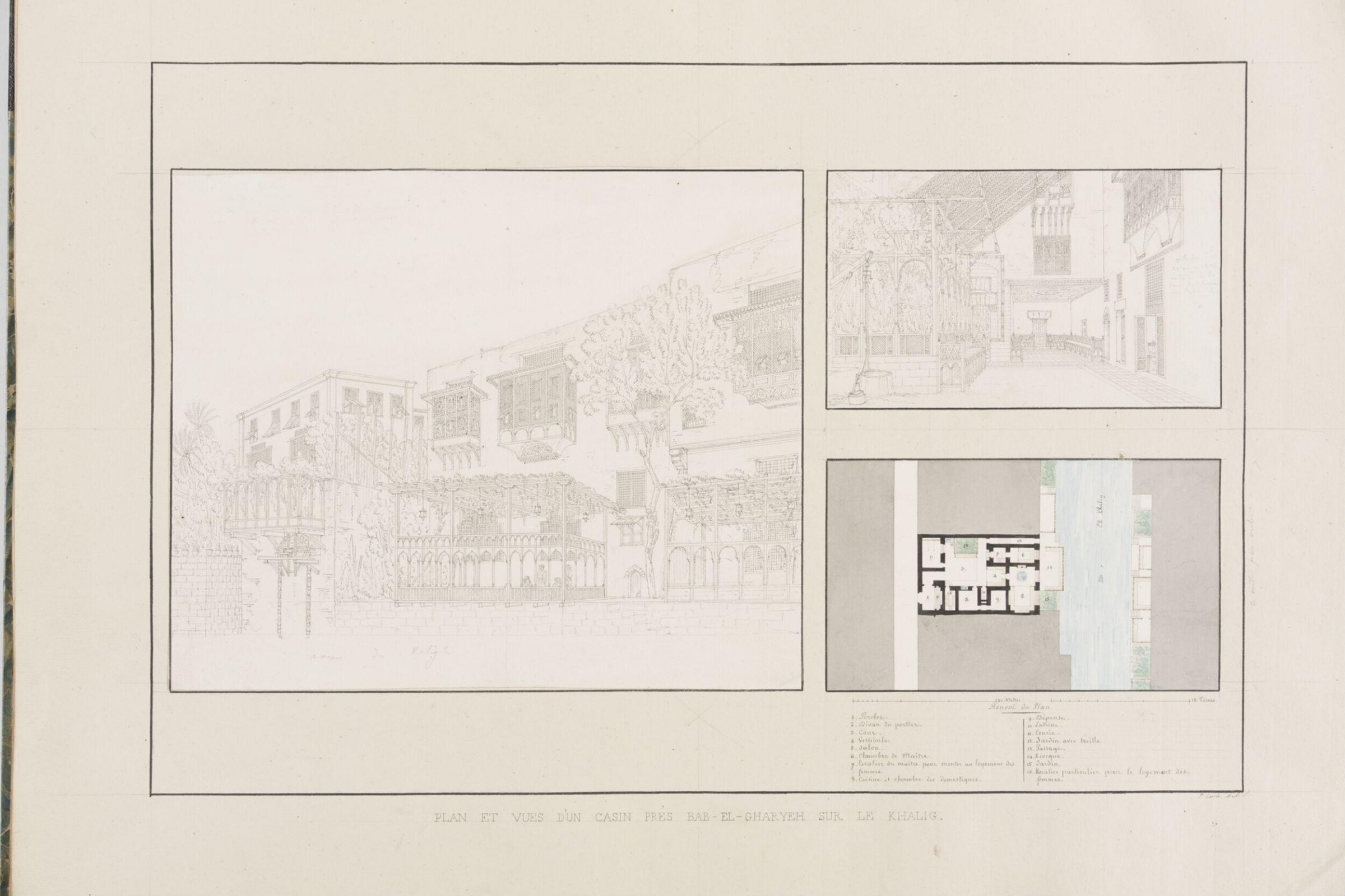 Plan Et Vues Dun Casin Prés Bab-El-Gharyeh Sur Le Khalig, Pascal-Xavier Coste, 1822