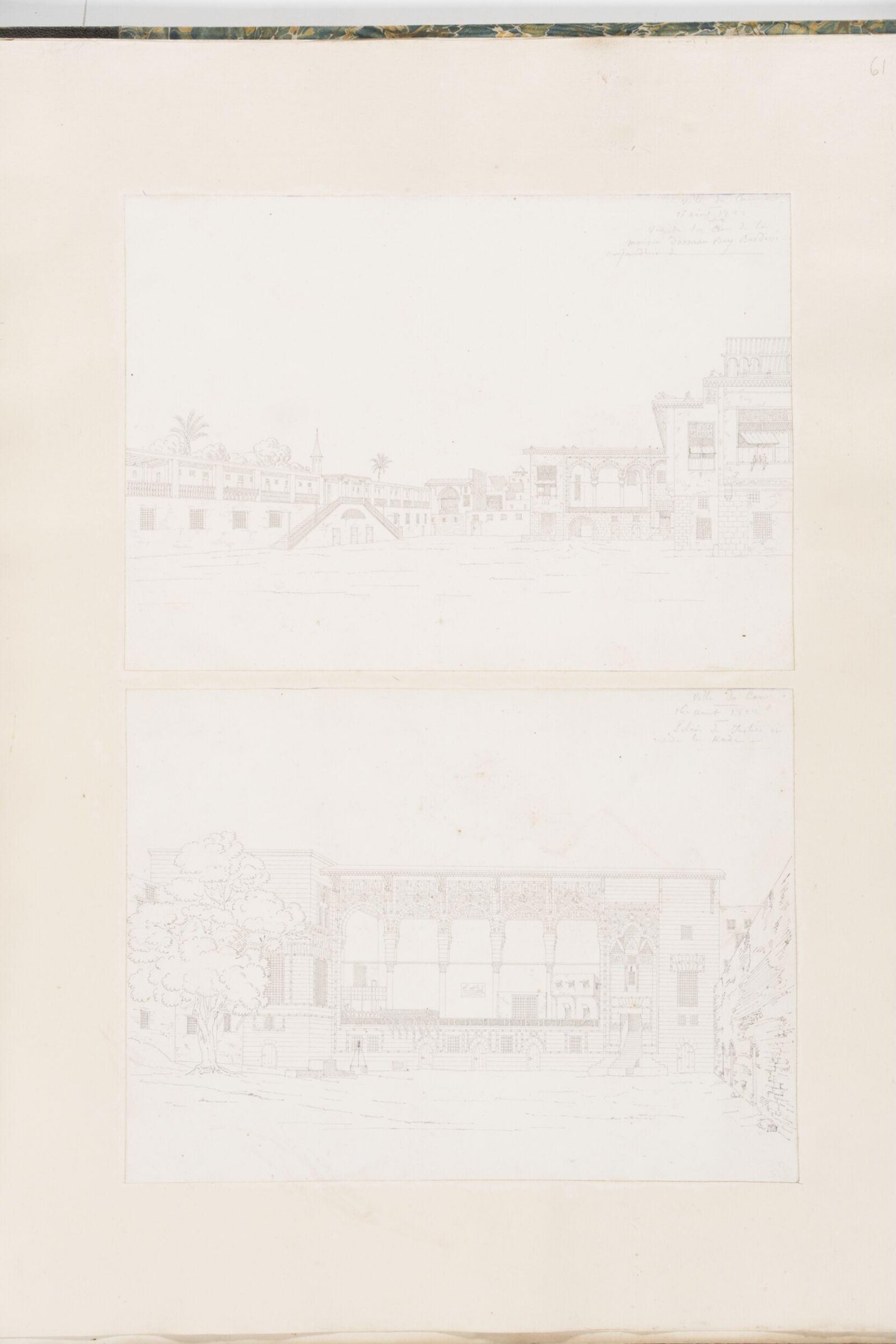 Two panoramic views of Cairo, Pascal-Xavier Coste, 1822