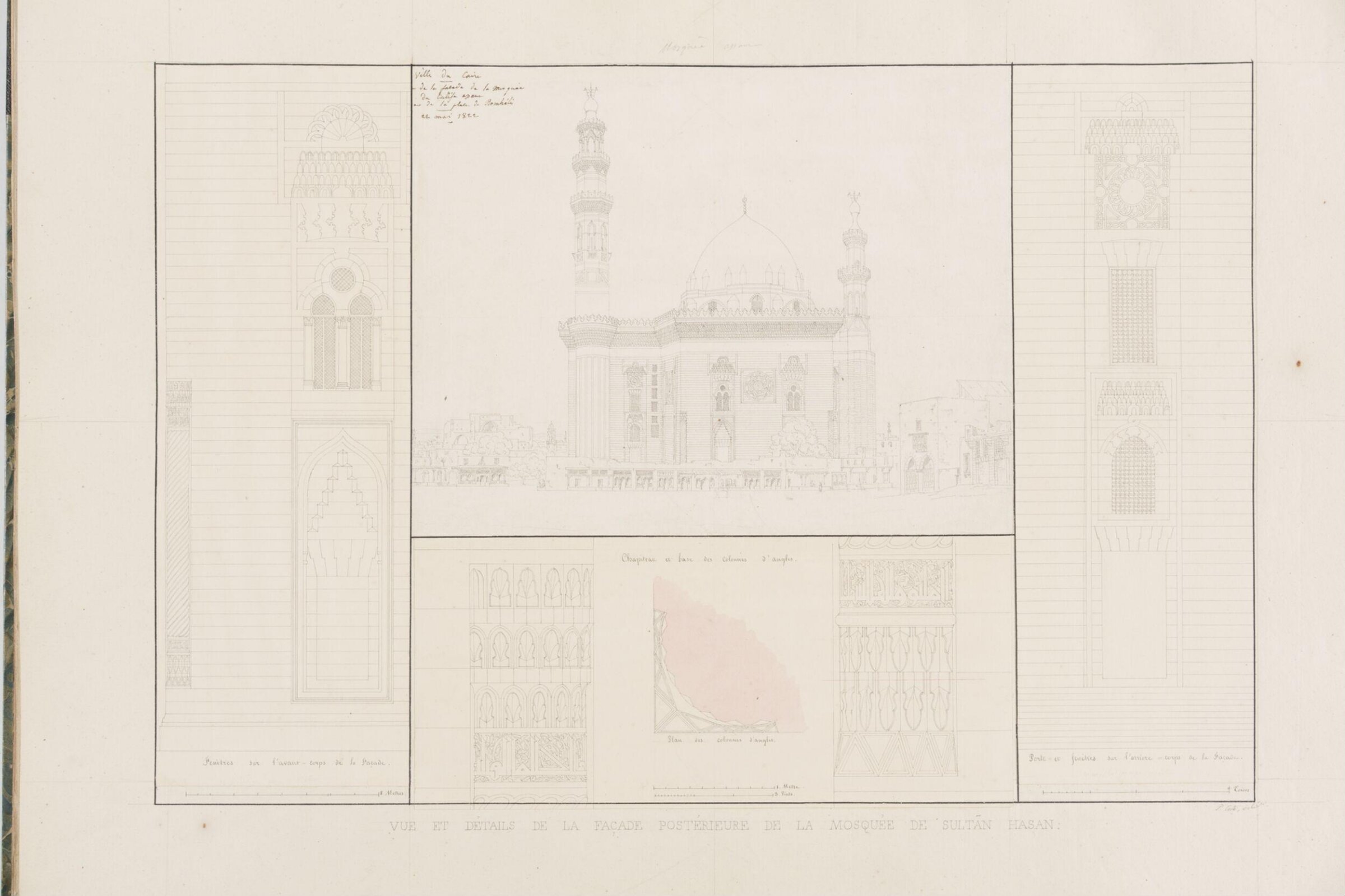 Vue Et Détails De La Façade Postérieure De La Mosquée De Sultan Hasan, Pascal-Xavier Coste, 1822