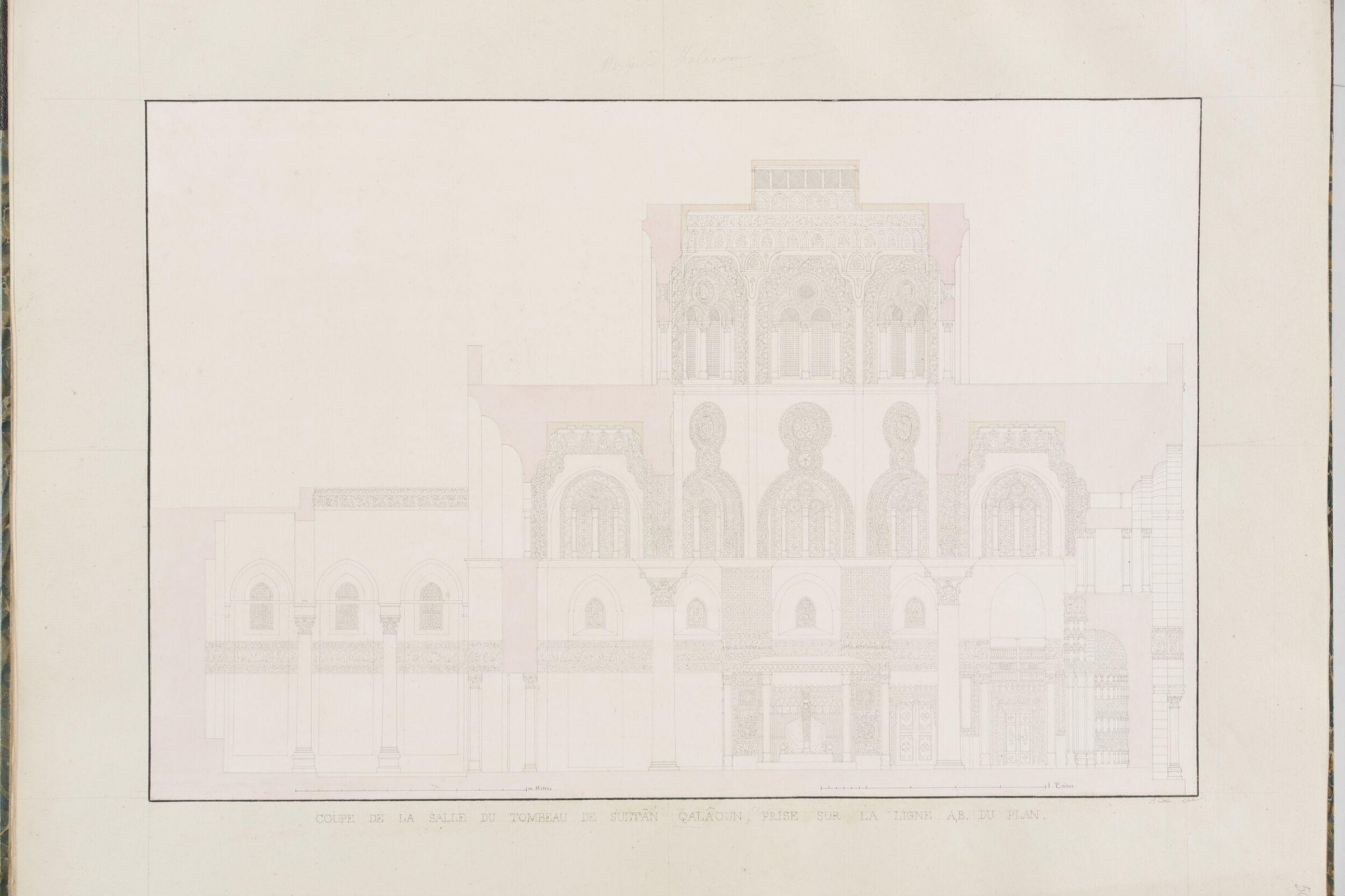 Coupe De La Salle Du Tombeau De Sultan Qalaoun, Prise Sur La Ligne A,B. Du Plan, Pascal-Xavier Coste, 1818-1822