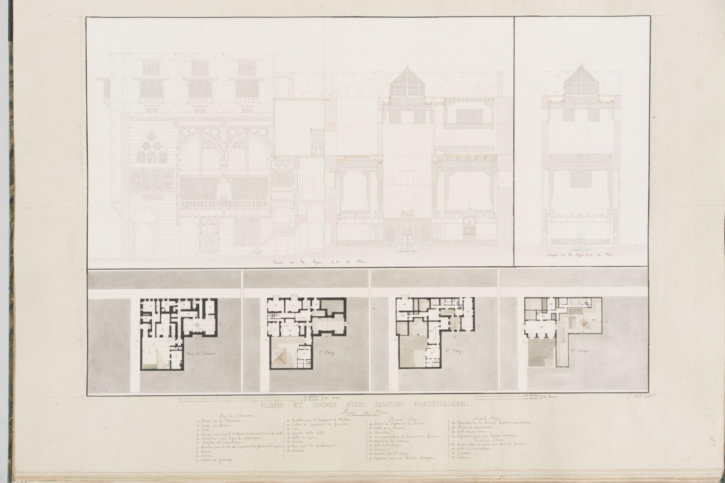 Plans Et Coupes DUne Maison Particulière, Pascal-Xavier Coste, 1818-1822