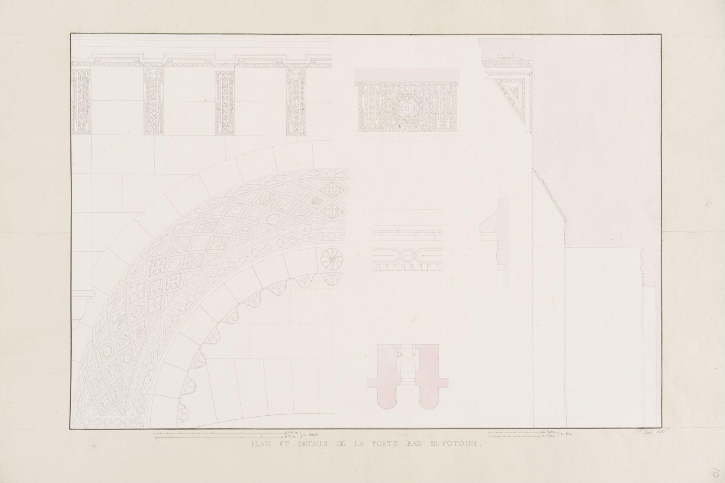 Plan Et Détails De La Porte Bab El-Fotouh, Pascal-Xavier Coste, 1818-1822