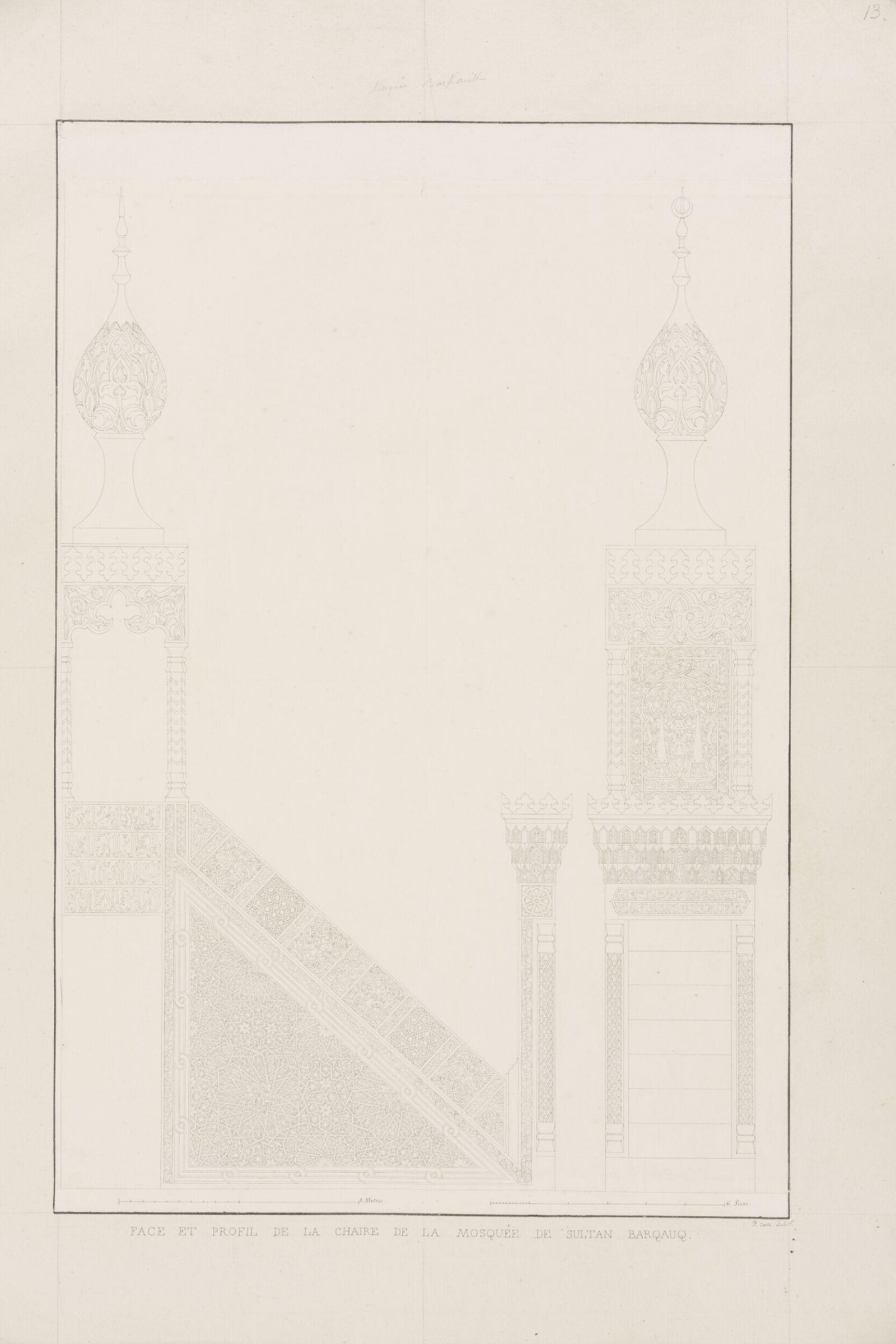 Face Et Profil De La Chaire De La Mosquée De Sultan Barqauq, Pascal-Xavier Coste, 1818-1822