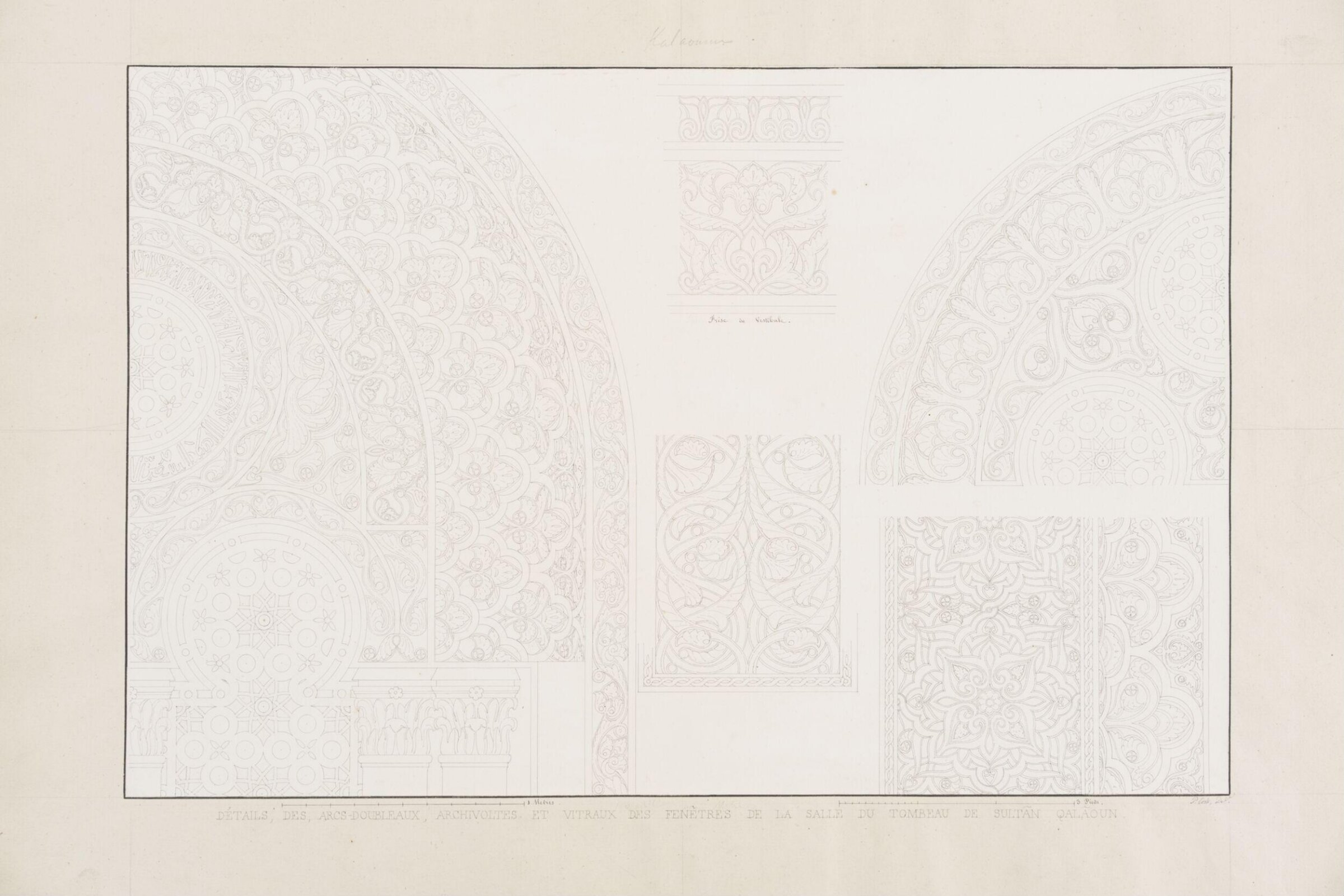 Détails, Des, Arcs-Doubleaux, Archivoltes Et Vitraux Des Fenètres De La Salle Du Tombeau De Sultan Qalaun, Pascal-Xavier Coste, 1818-1822