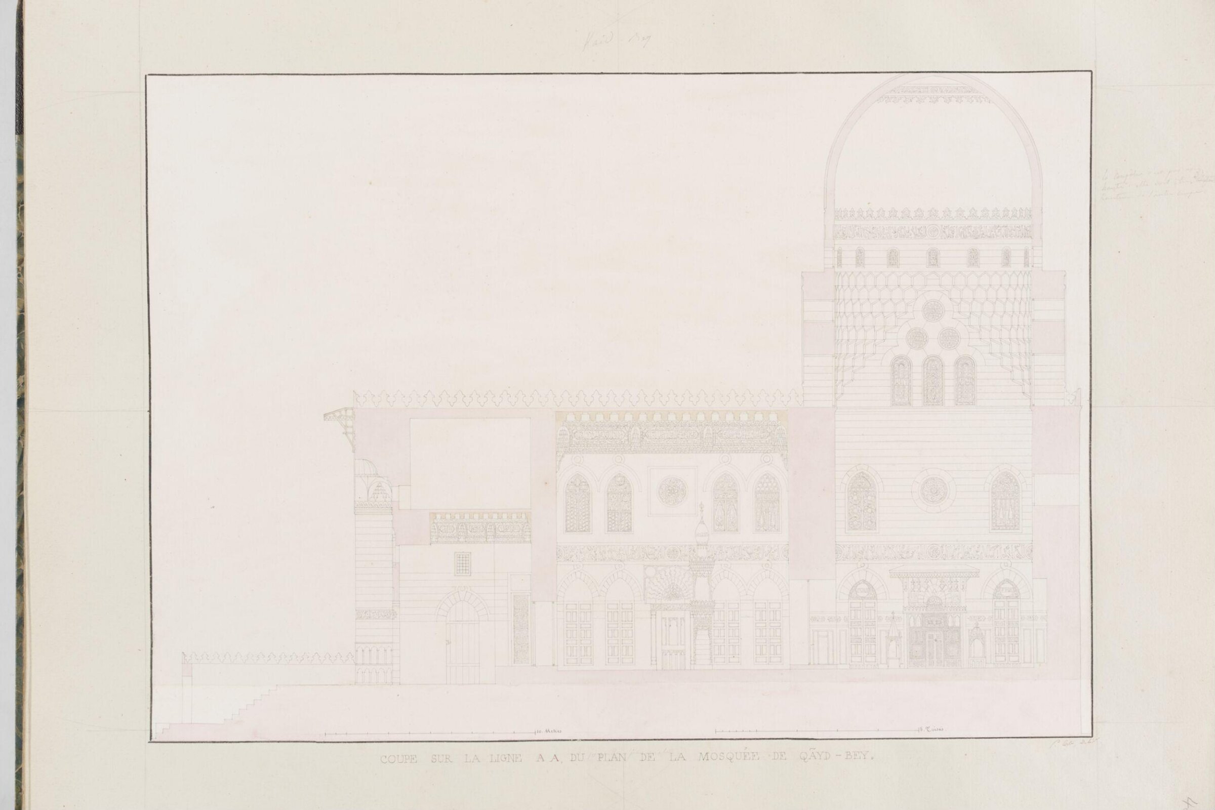 Coupe Sur La Ligne A.A, Du Plan De La Mosquée De Qayd-Bey, Pascal-Xavier Coste, 1818-1822