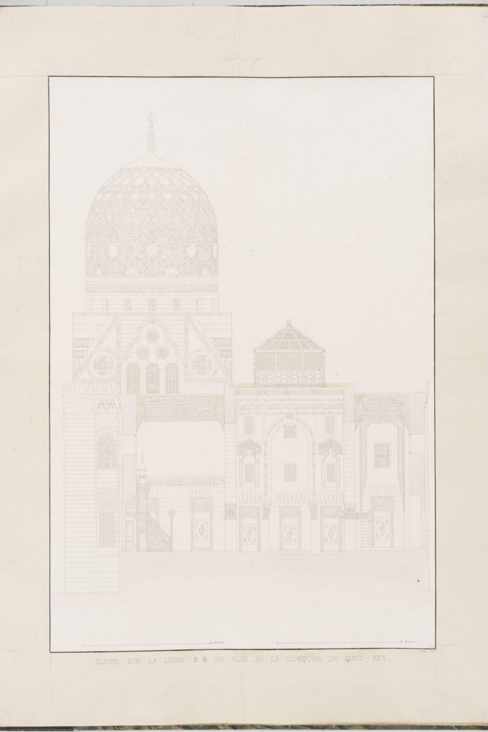 Coupe Sur La Ligne B.B, Du Plan De La Mosquée De Qayd-Bey, Pascal-Xavier Coste, 1818-1822
