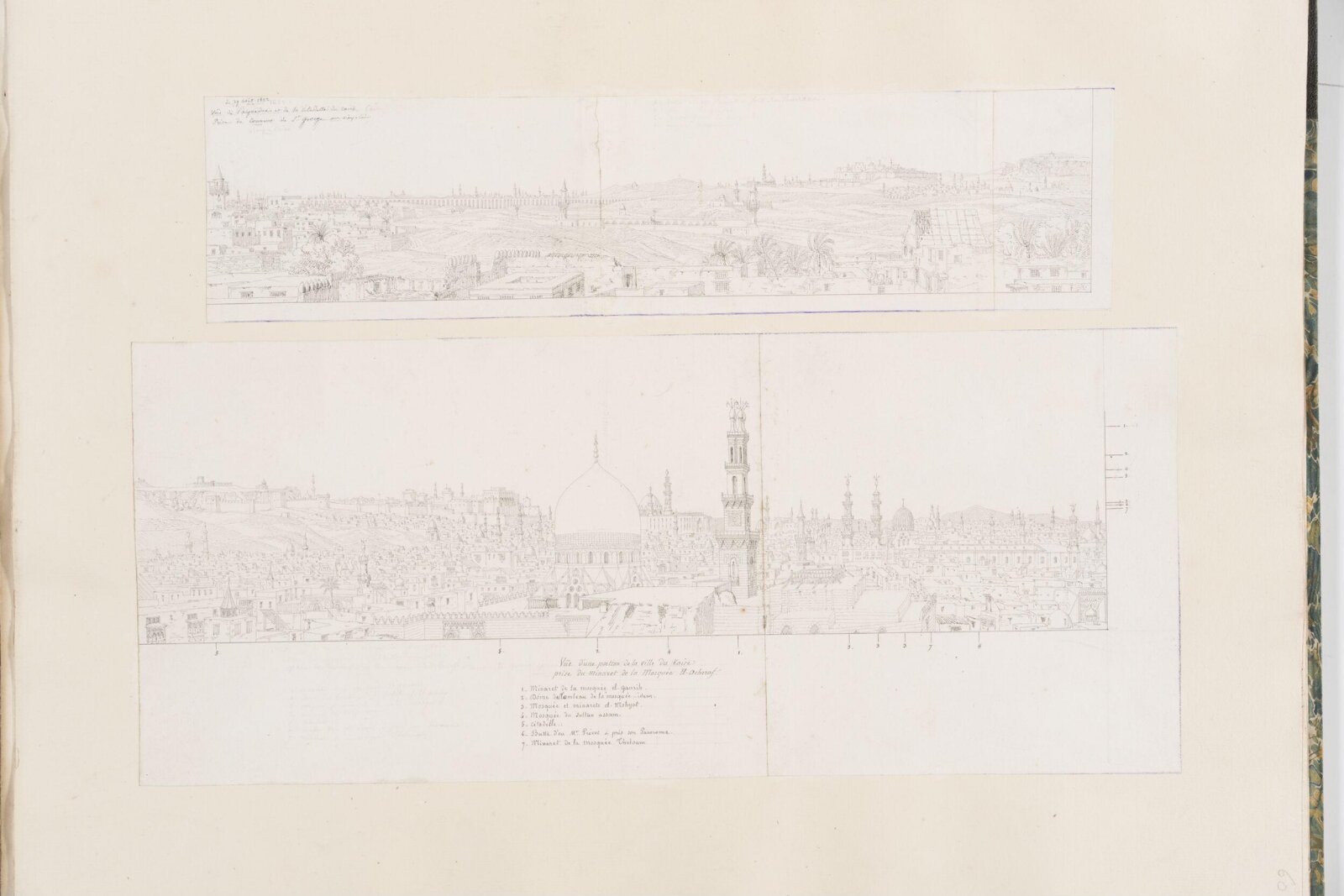 Two panoramic views of Cairo, Pascal-Xavier Coste, 1822