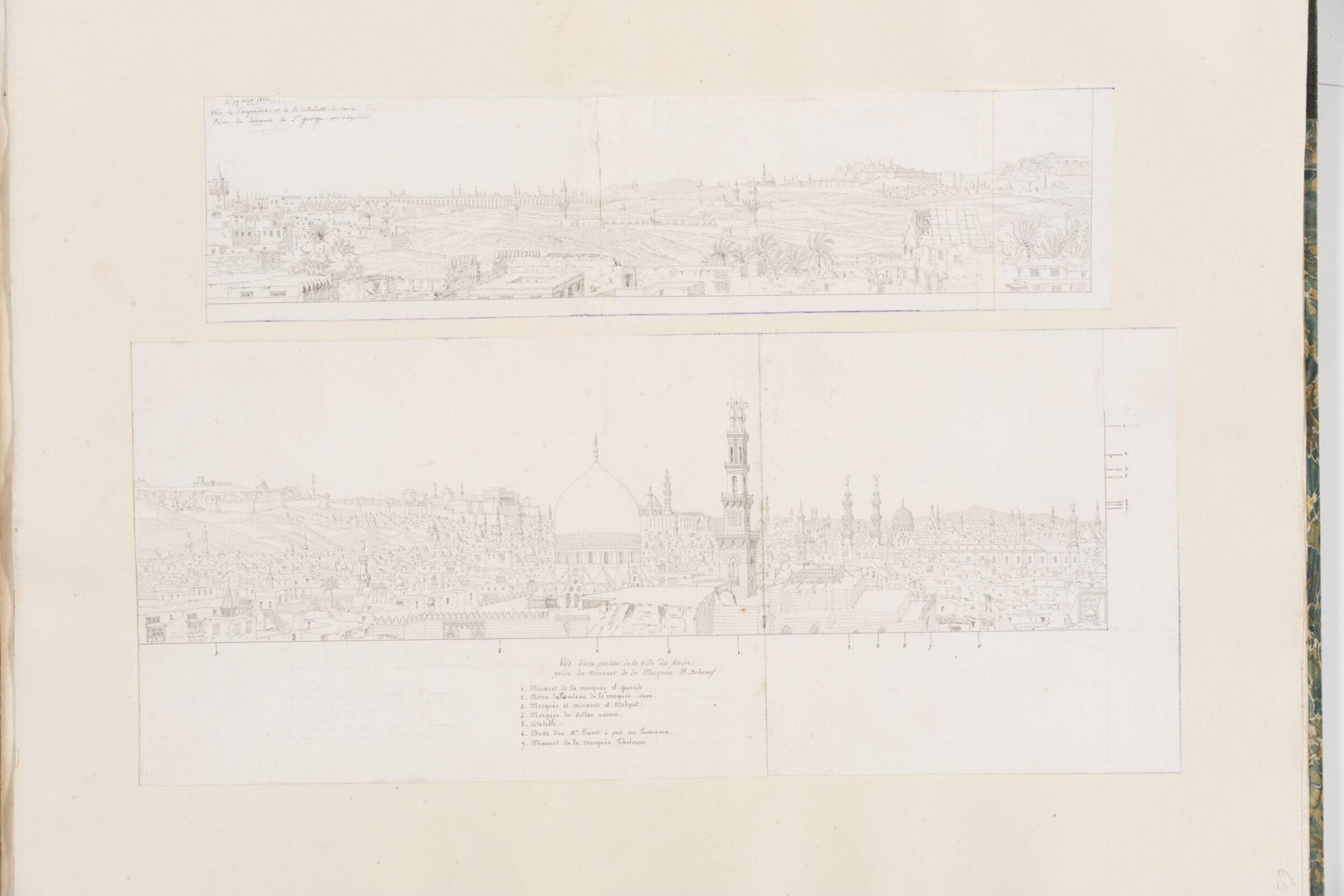 Two panoramic views of Cairo, Pascal-Xavier Coste, 1822