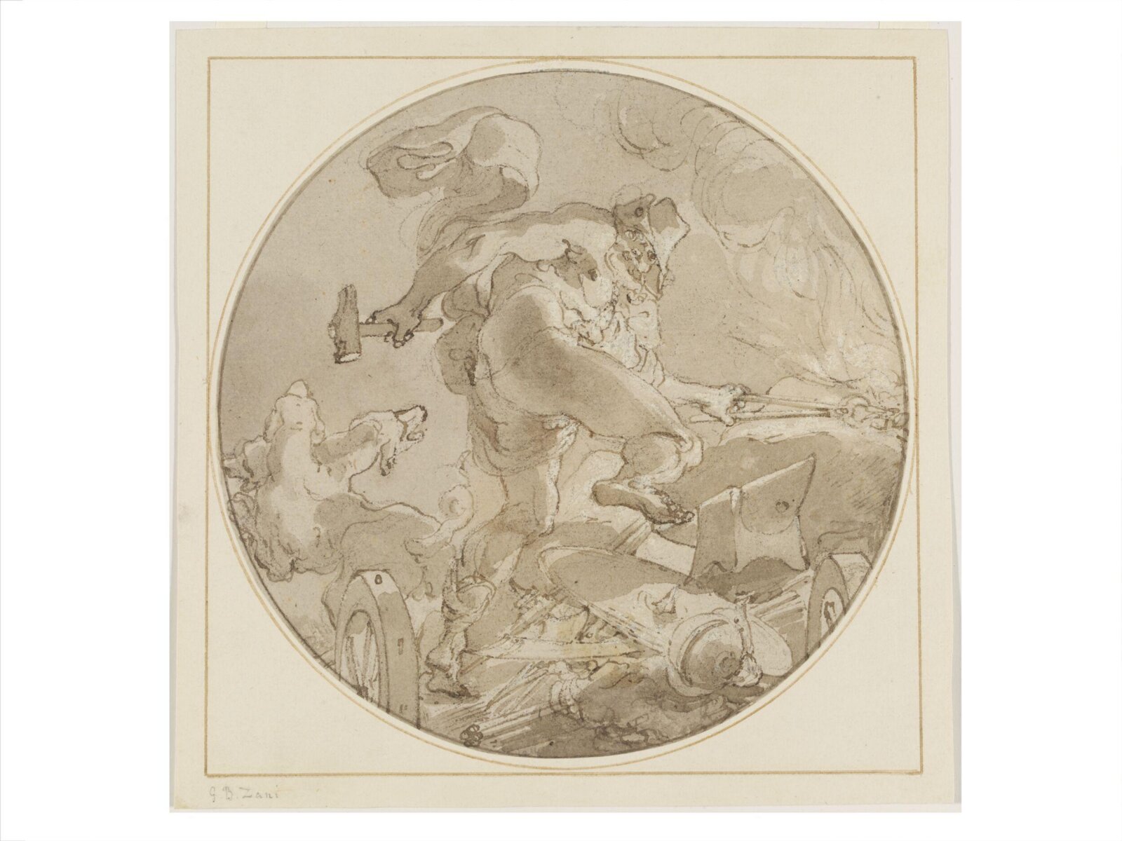 Vulcan at his forge, Gaetano Gandolfi, mid to late 18th century