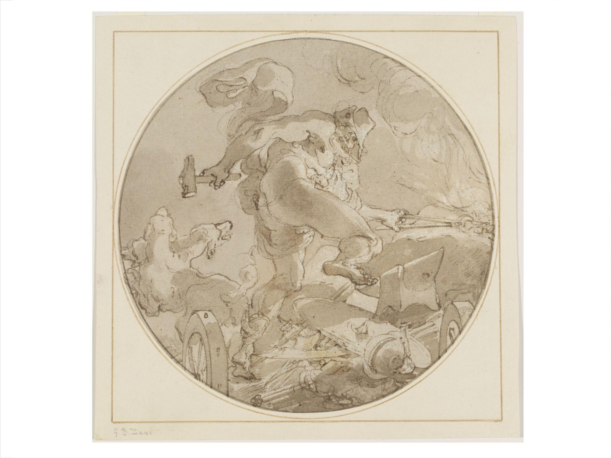 Vulcan at his forge, Gaetano Gandolfi, mid to late 18th century