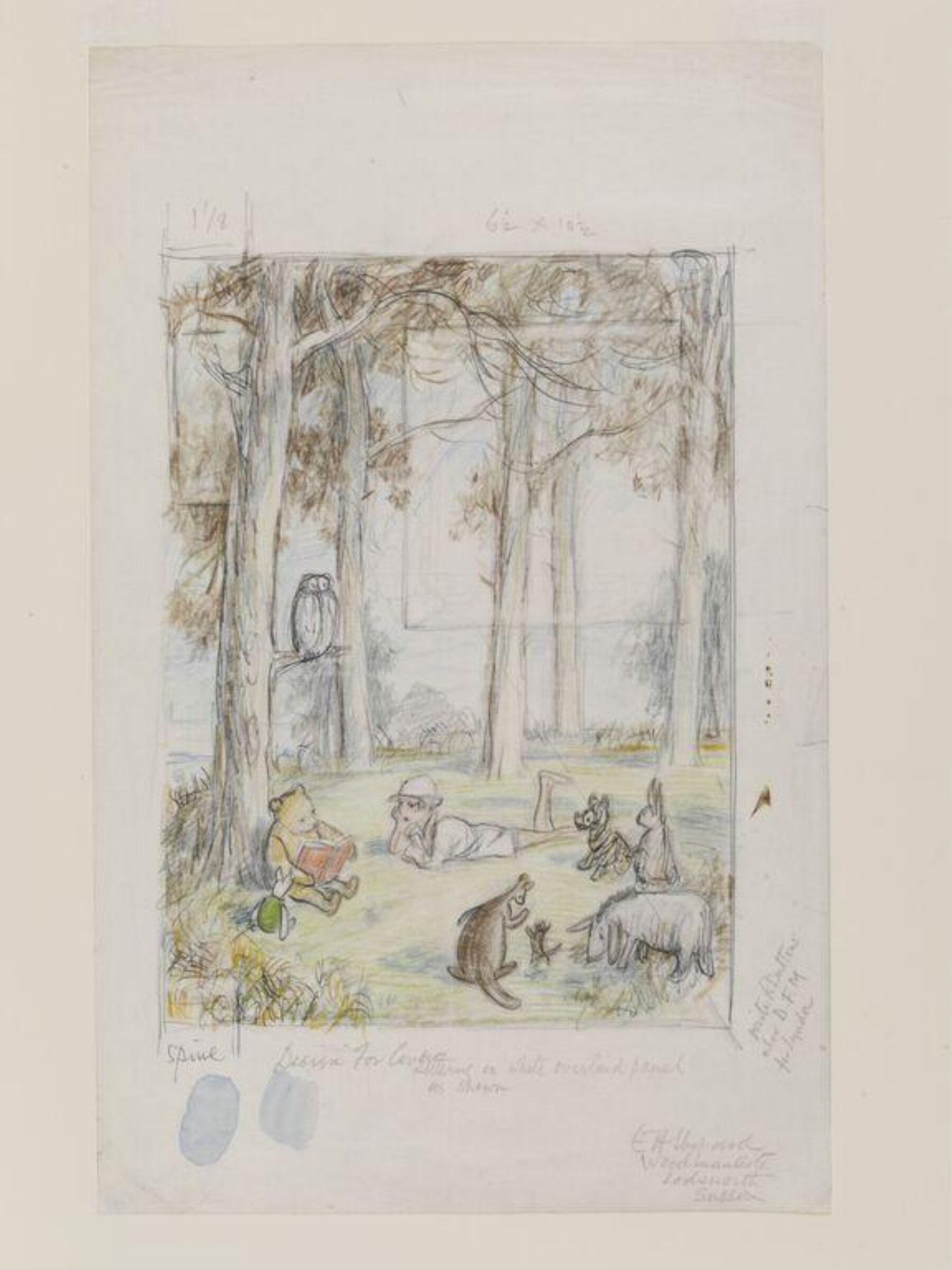 Sketch for the dust jacket of 'The Christopher Robin Story Book', E. H. Shepard, 1966