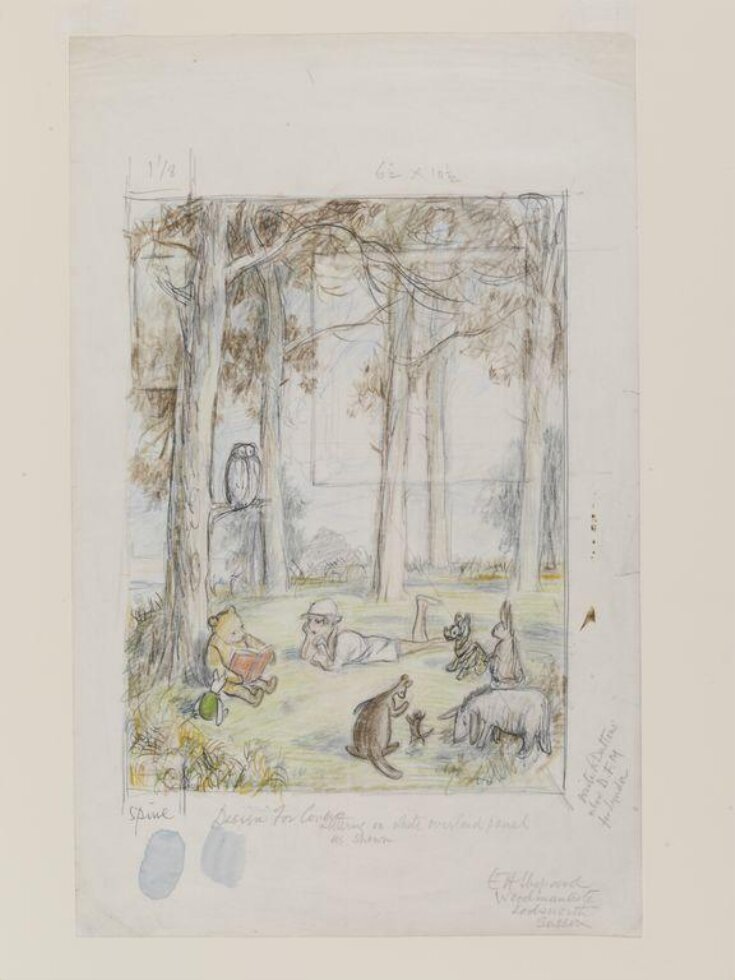 Sketch for the dust jacket of 'The Christopher Robin Story Book' top image
