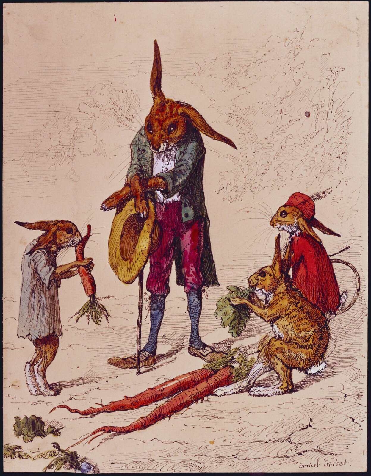 Grace Before meat, Ernest Griset, second half of the 19th century