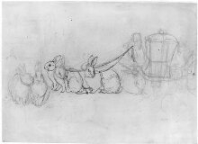 Cinderella's coach drawn by three pairs of rabbits thumbnail 1