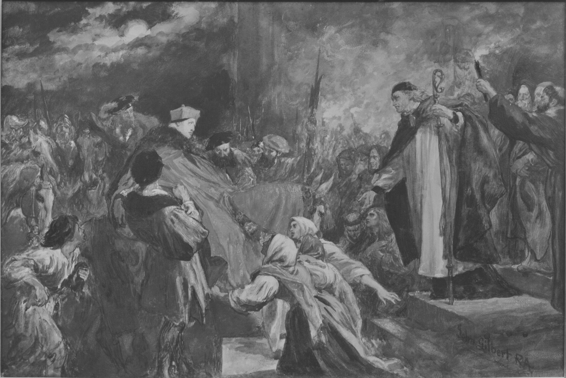 The arrival of Cardinal Wolsey at Leicester Abbey, 1530, John Gilbert, ca. 1835-80