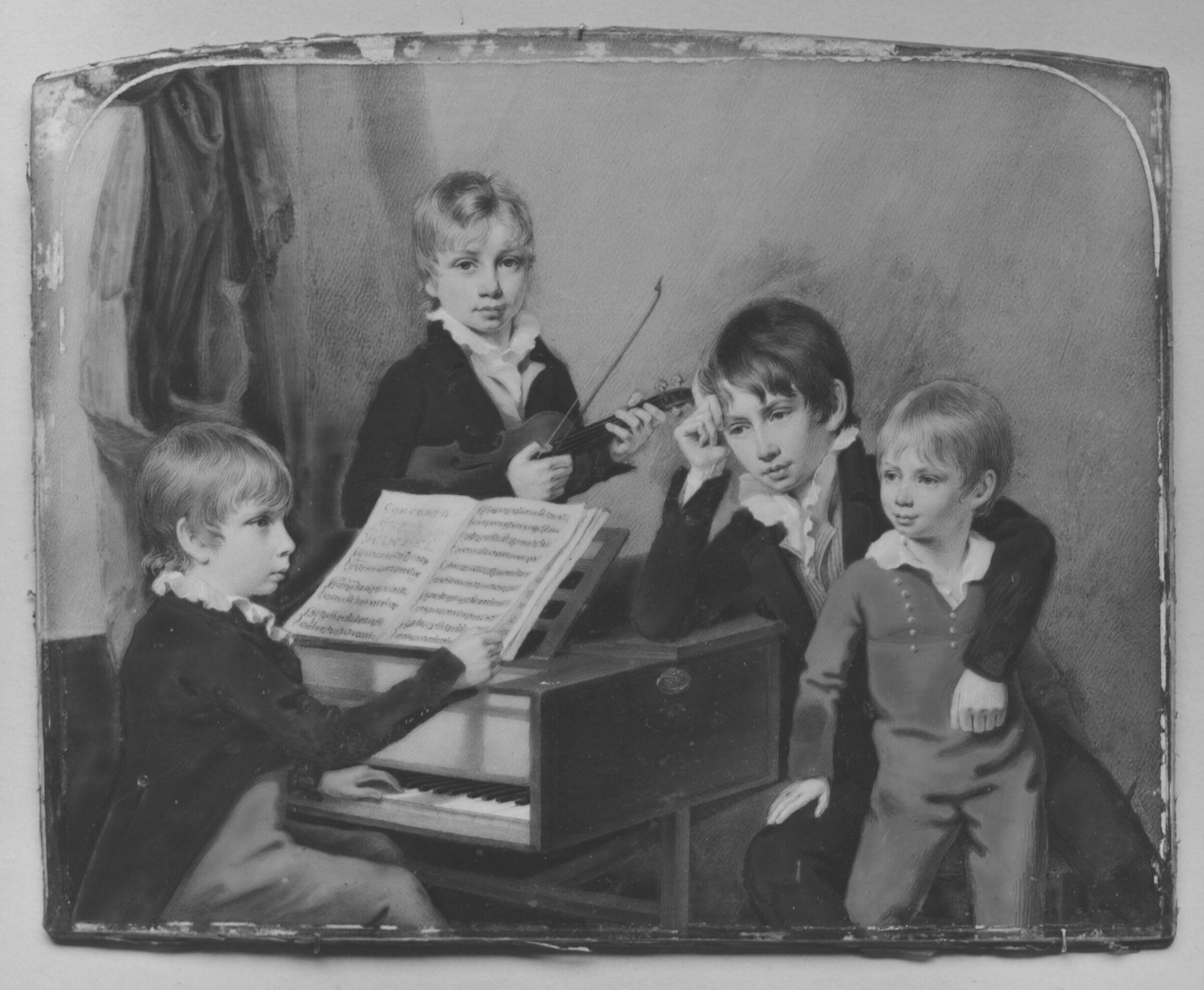 Portrait Miniature of the Four Sons of J. Woolley. Esq. of Birmingham, Engleheart, early 19th century