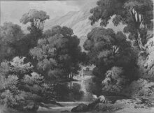 Landscape with man sketching thumbnail 1