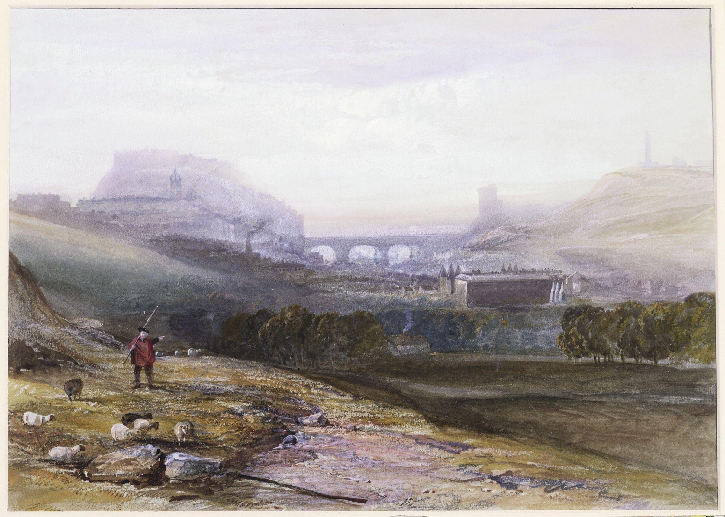 Edinburgh, from near St. Anthony's Chapel on the north-west shoulder of Arthur's Seat, John Gendall, ca. 1810-1865